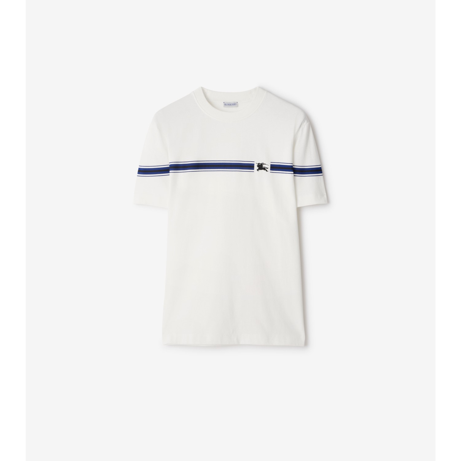 Striped Cotton T shirt in Salt Men Burberry Official