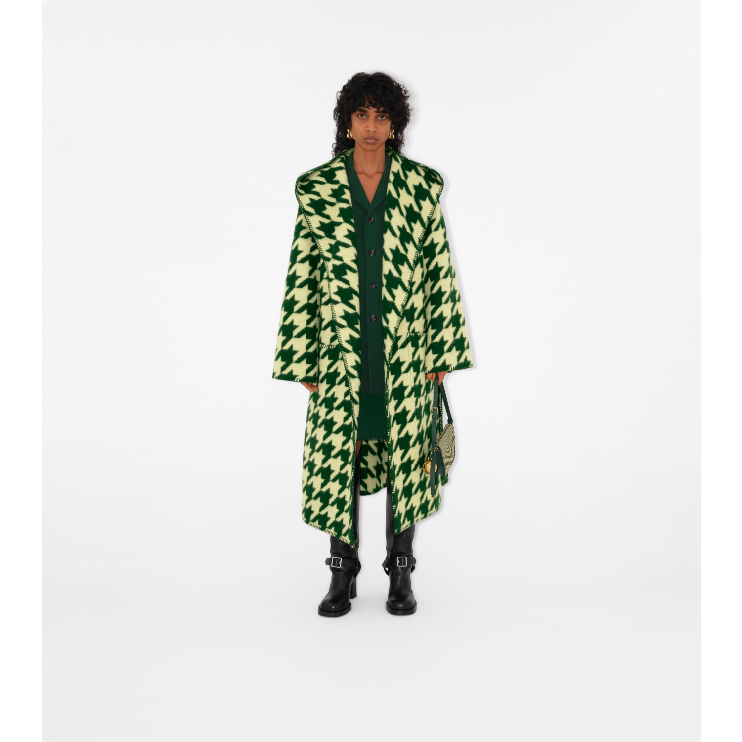 Houndstooth Wool Robe in Ivy | Burberry® Official