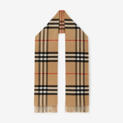 Reversible Check Cashmere Scarf in Archive beige/black