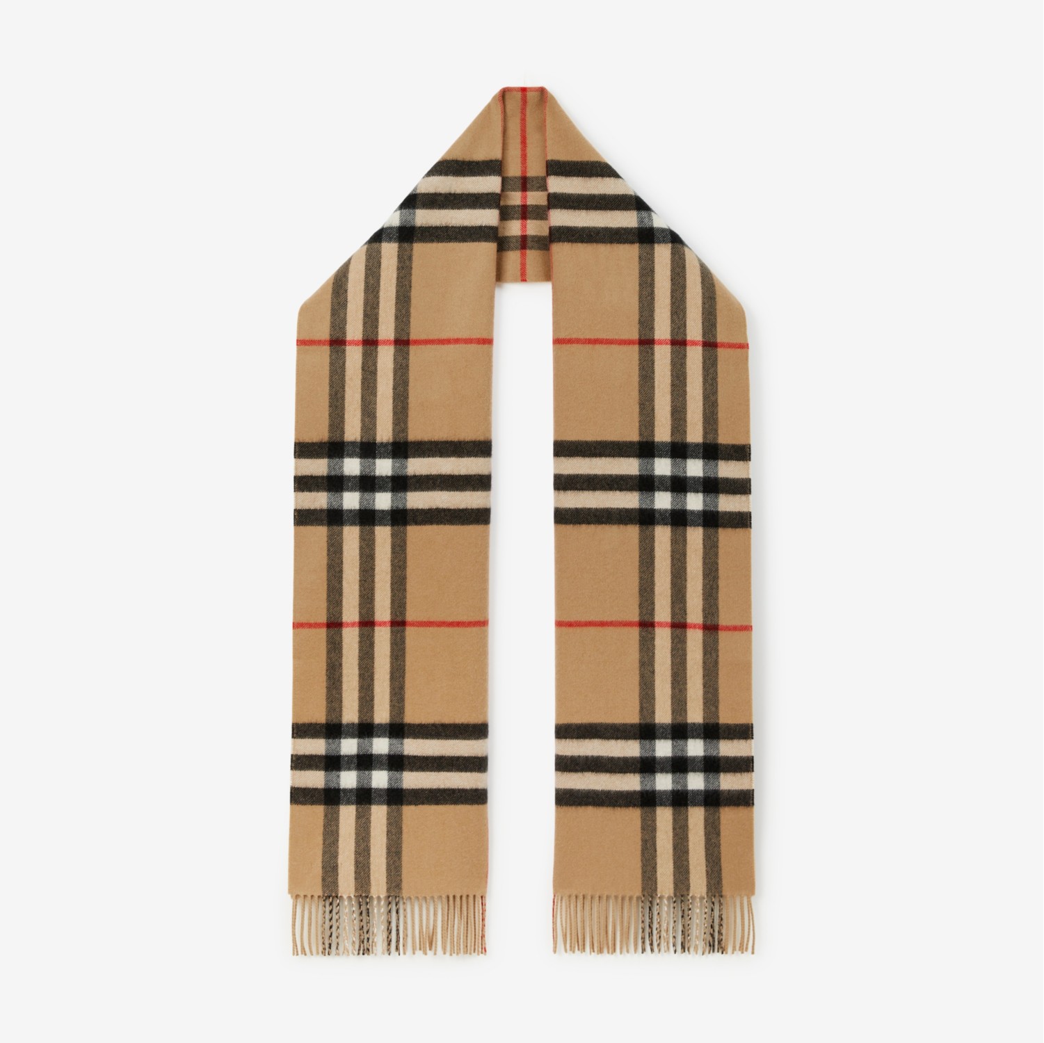 Check Cashmere Scarf in Archive Beige | Burberry® Official