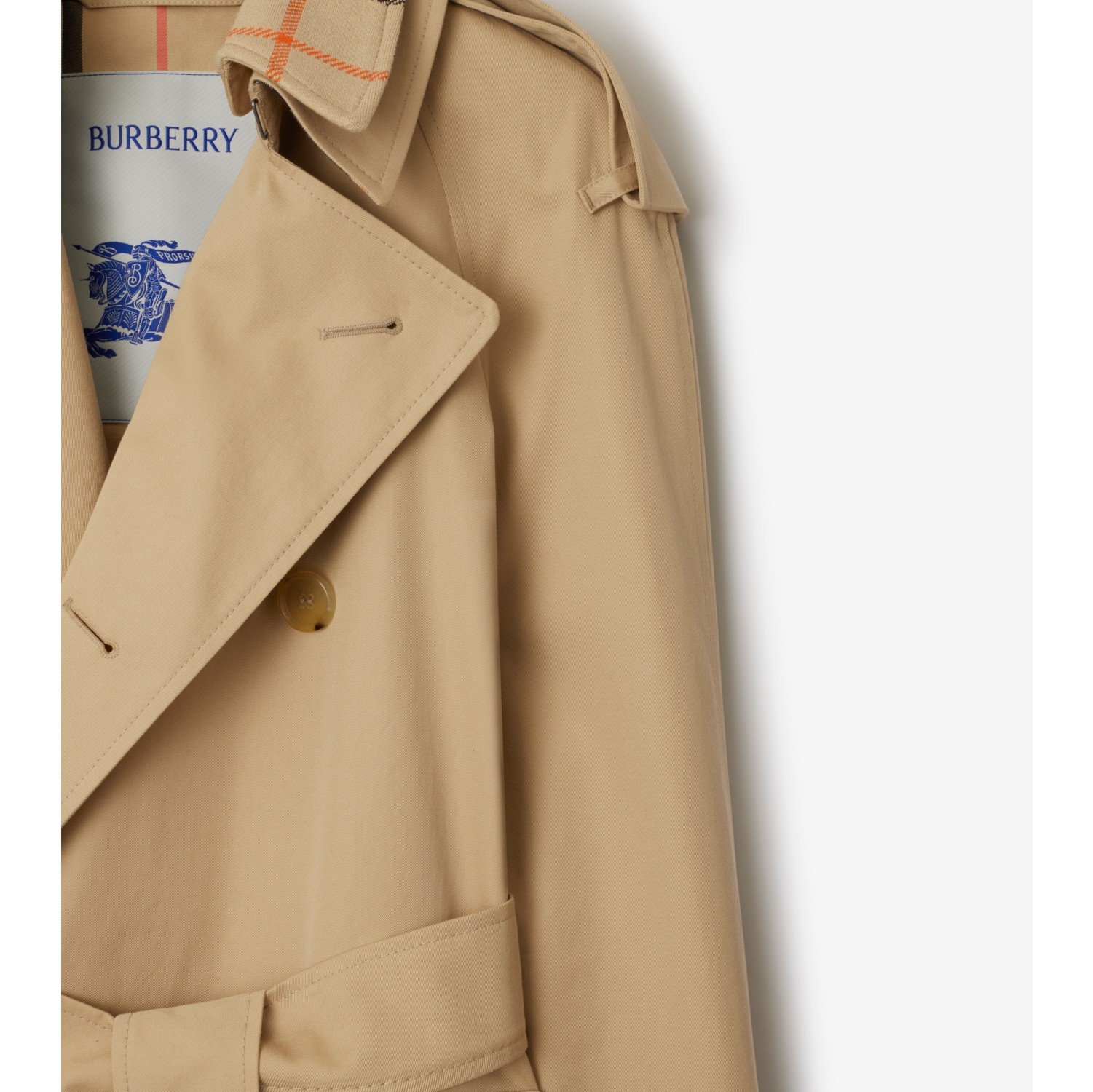 Trench coat curto de gabardine com colarinho removível