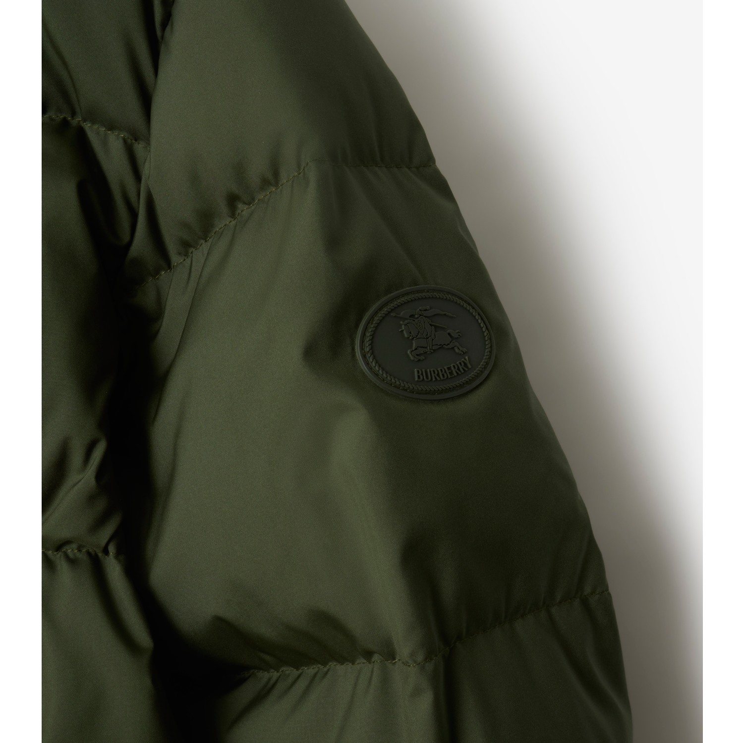 Check Trim Nylon Hooded Puffer Jacket in Shale green - Women | Burberry® Official