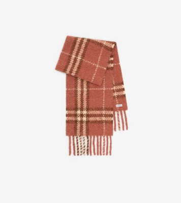 Check Alpaca Wool Blend Bouclé Scarf Clay ®