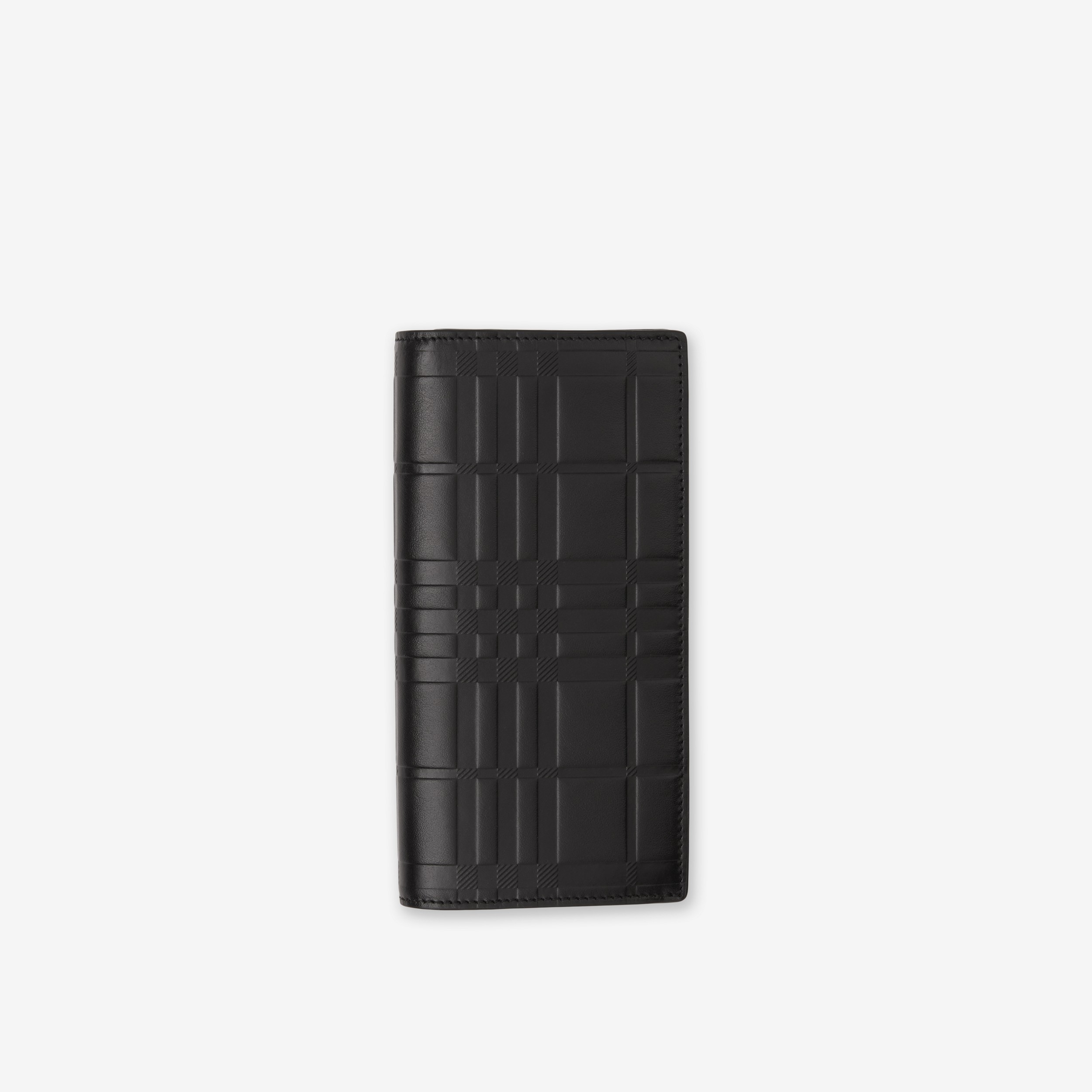 Embossed Check Leather Continental Wallet in Black - Men | Burberry® Official - 1