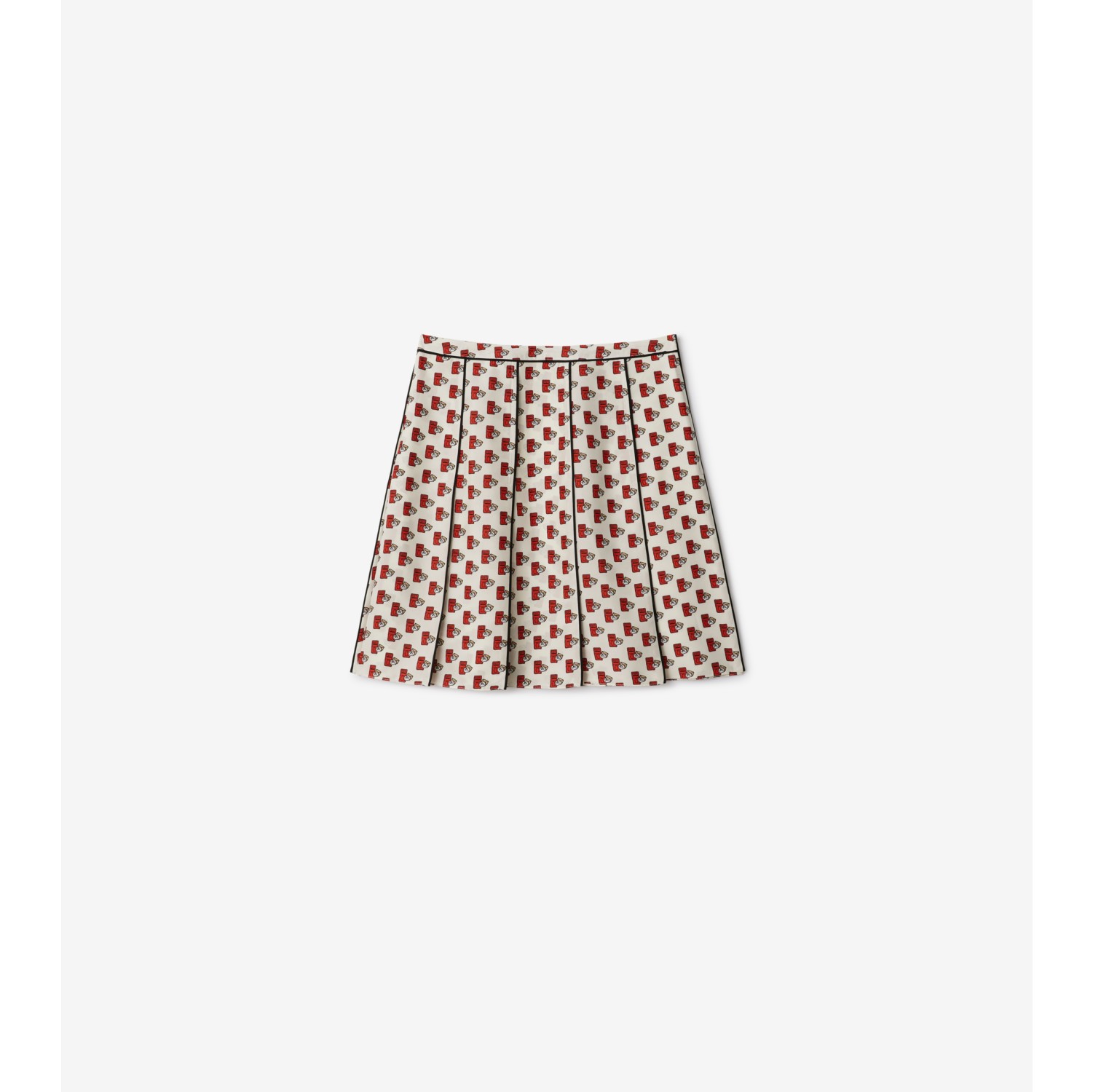 Pleated Postbox Silk Skirt in Chalk - Women | Burberry® Official