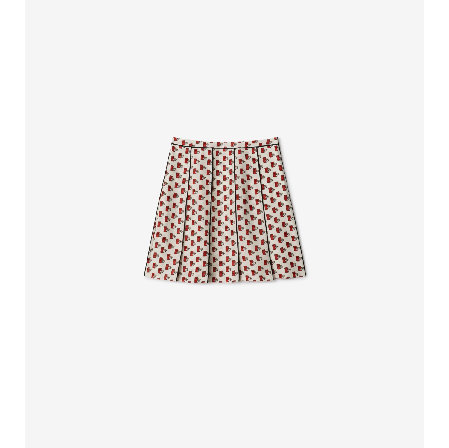 Pleated Postbox Silk Skirt in Chalk Women Burberry Official