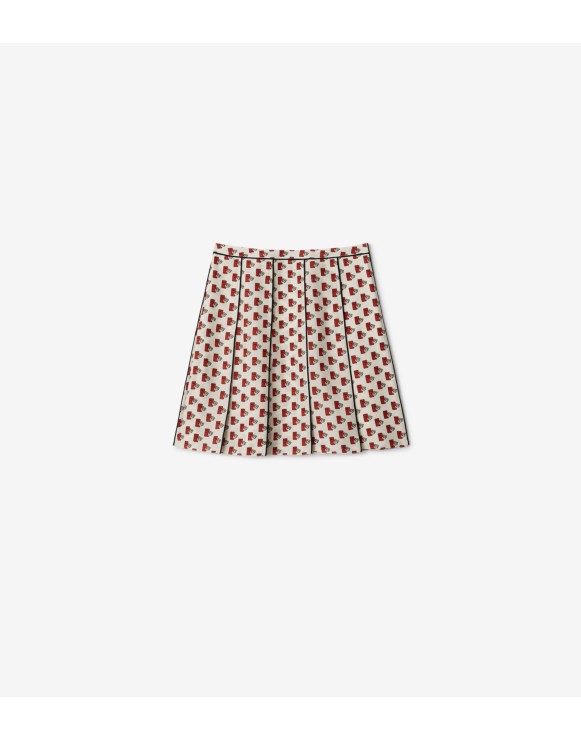 Pleated Postbox Silk Skirt