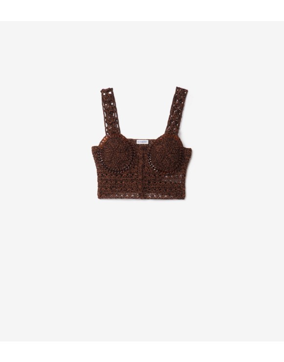 Cropped Crochet Mouliné Cotton Top
