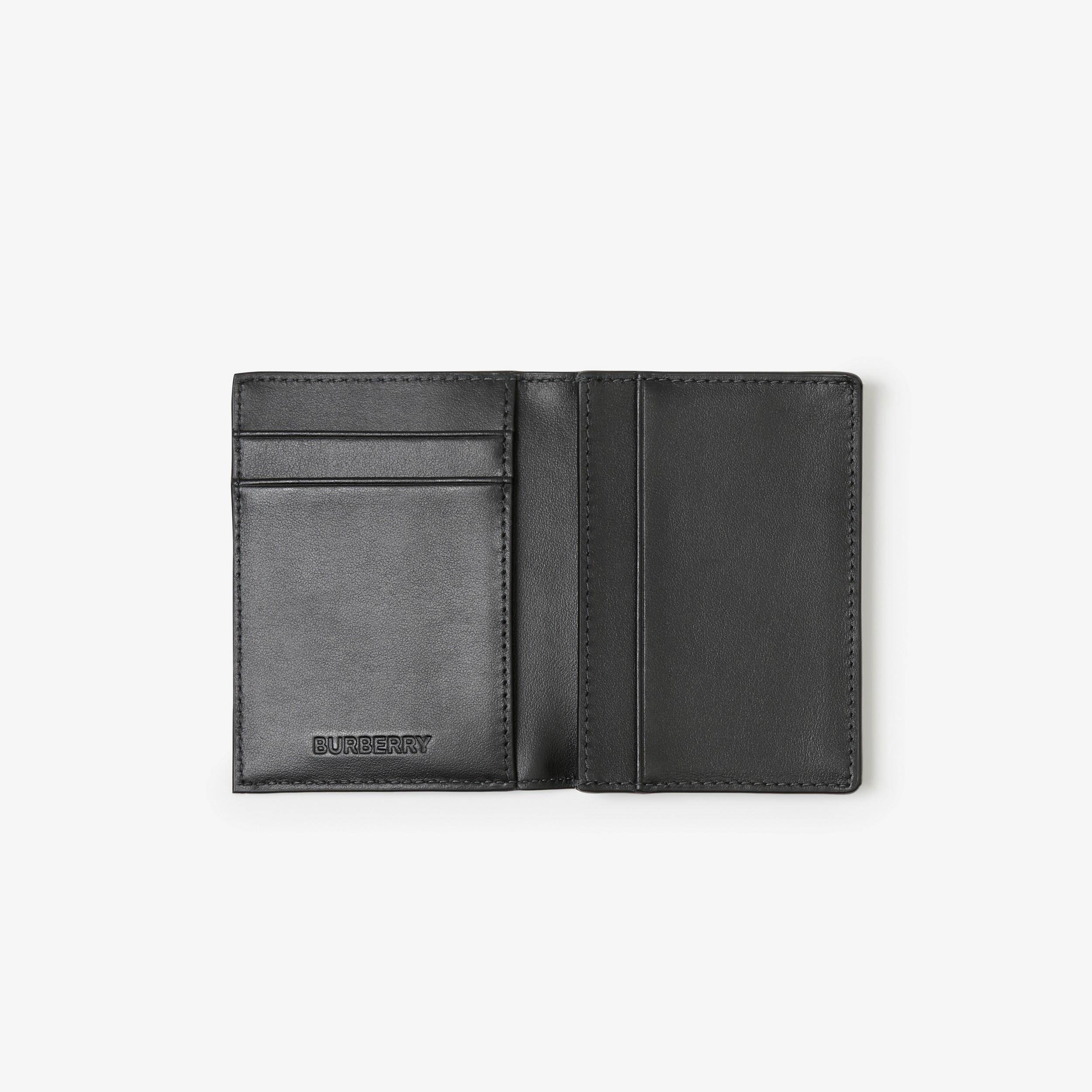 Check and Leather Folding Card Case in Charcoal - Men | Burberry® Official - 4