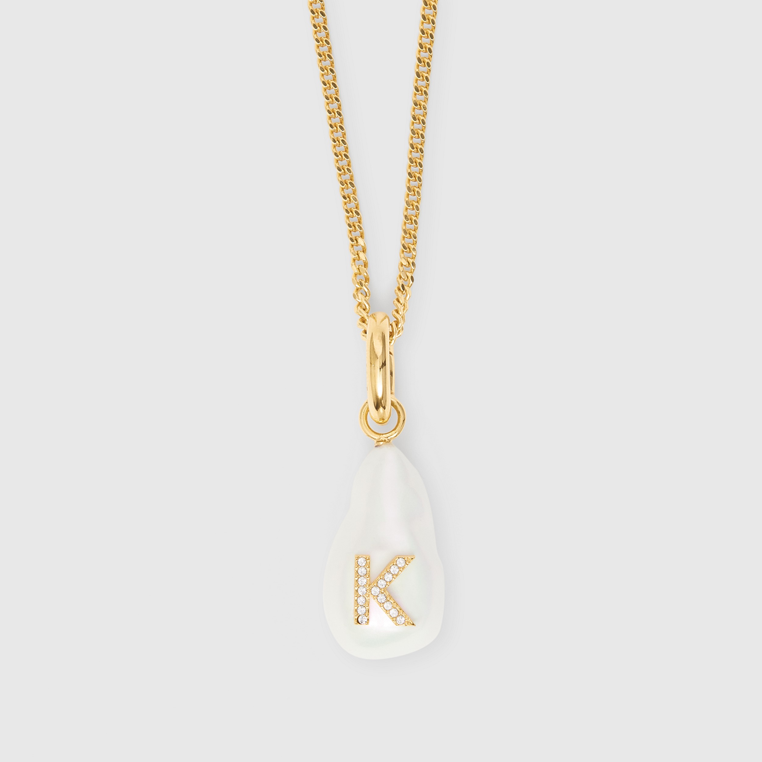 ‘K’ Crystal and Resin Pearl Letter Charm – Online Exclusive in Light Gold/mother-of-pearl - Women | Burberry® Official - 4