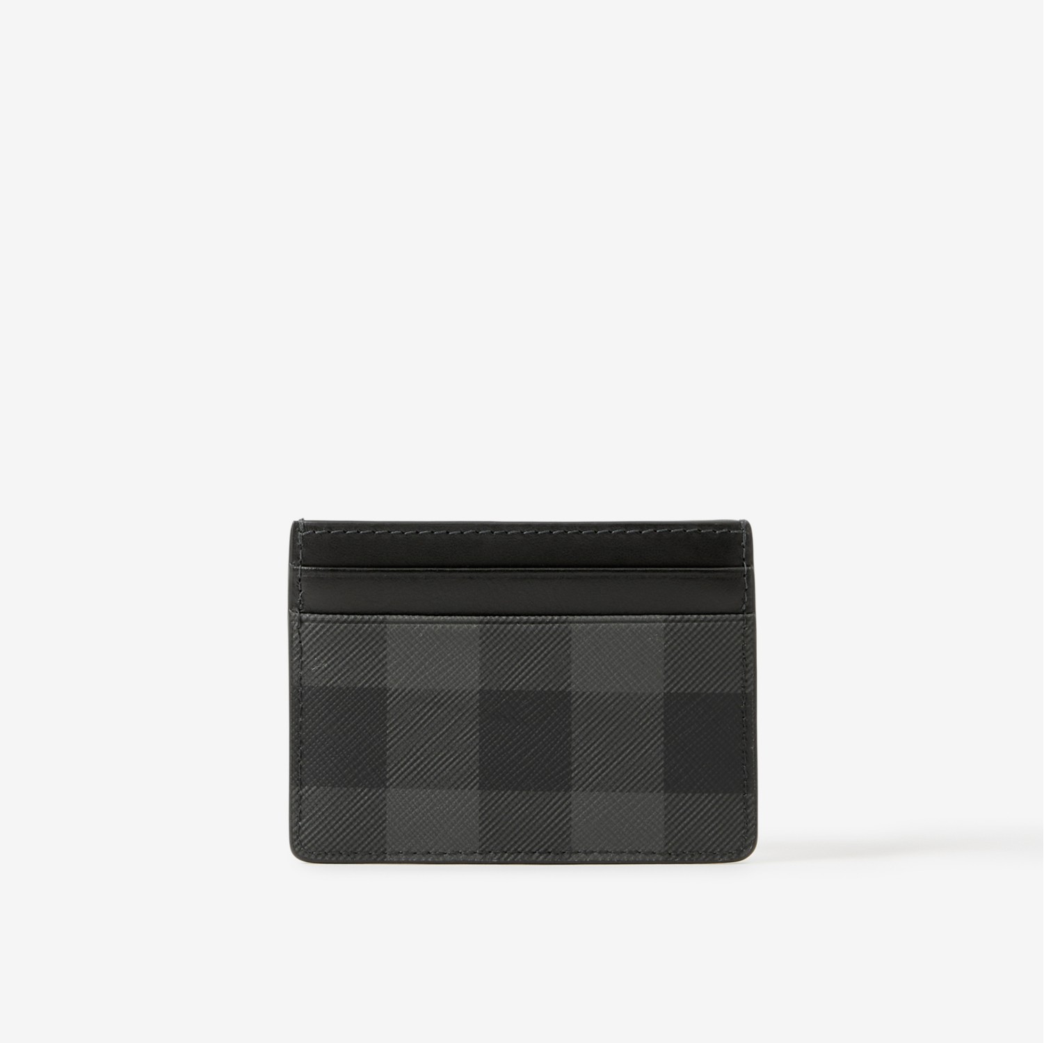 Check and Leather Card Case in Charcoal - Men, Canvas | Burberry® Official