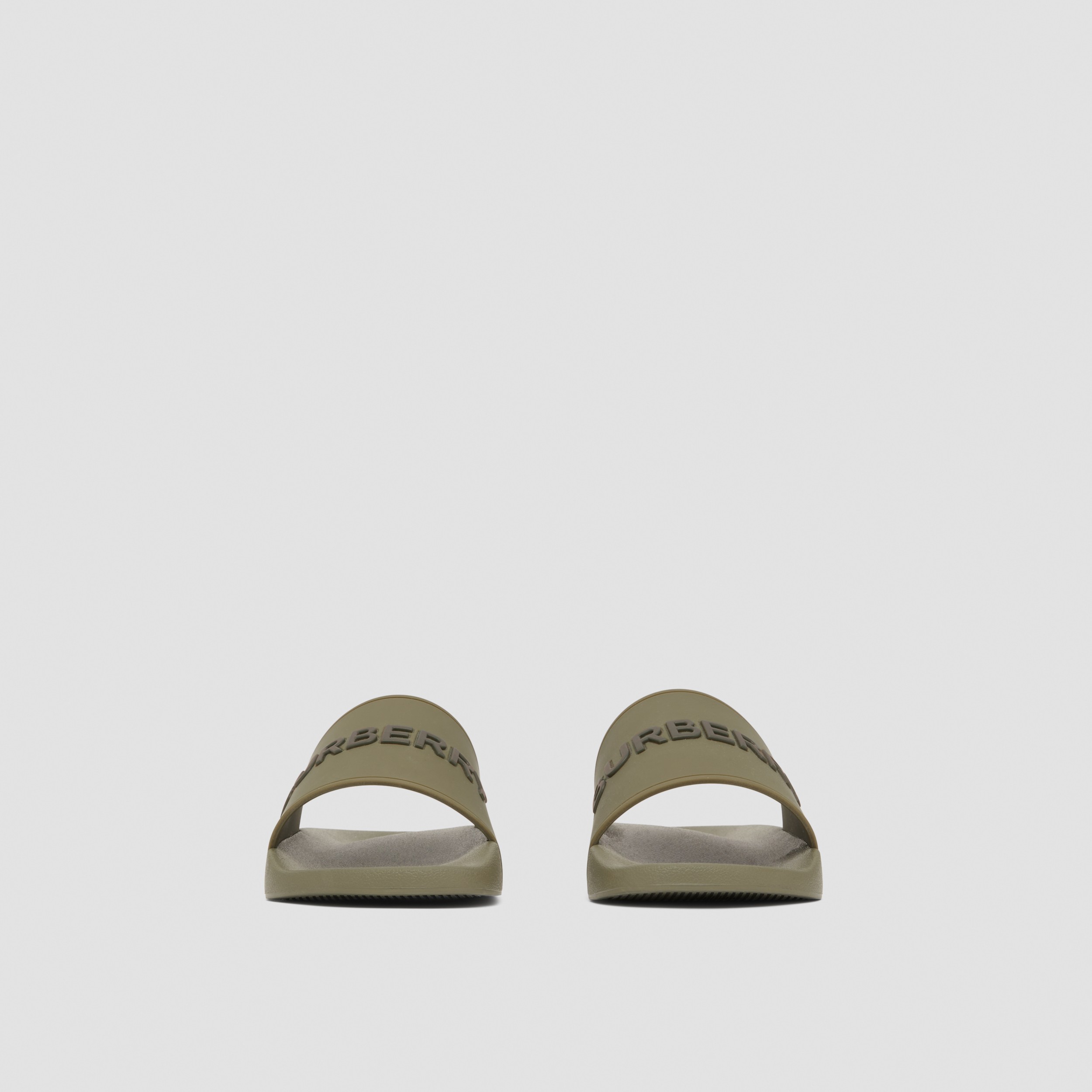 Logo Detail Two-tone Slides in Dark Fern Green - Men | Burberry® Official - 4