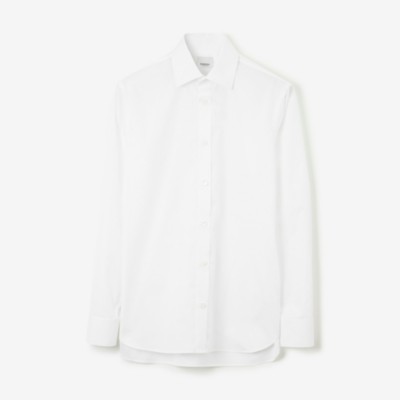 Burberry Long-sleeved Button-up Cotton Shirt In White