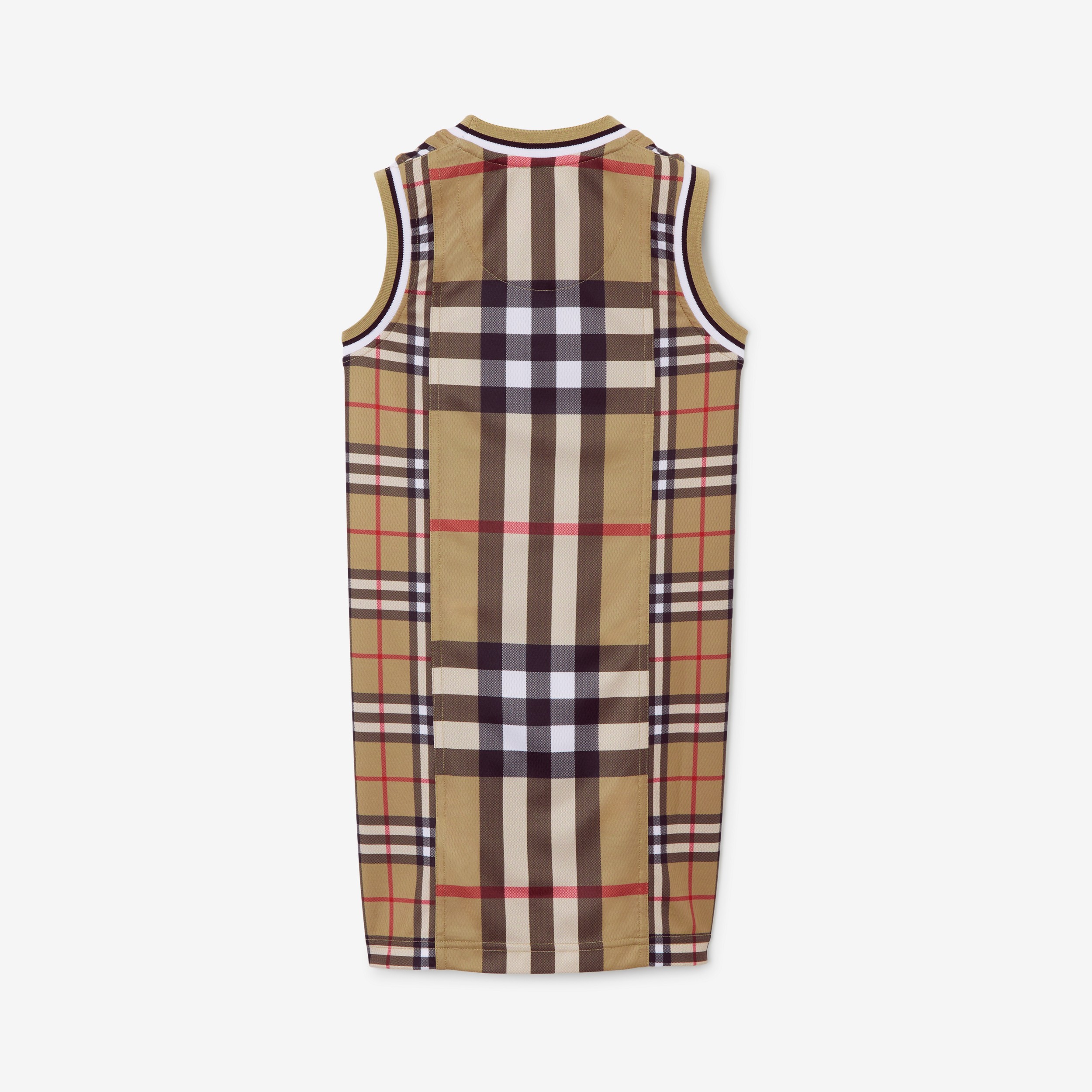 Vestido en malla Check contrastante (Beige Vintage) | Burberry® oficial - 2
