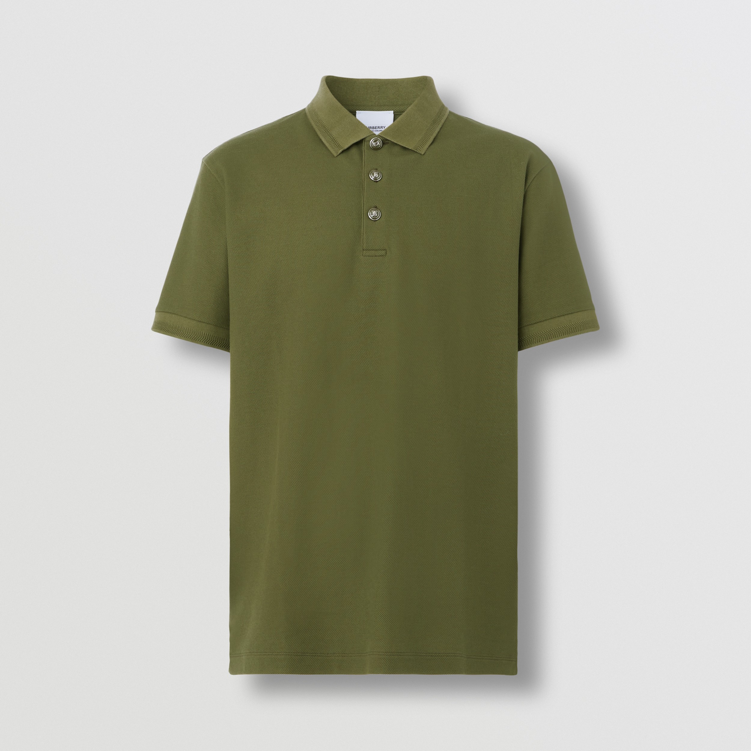 Cotton Piqué Polo Shirt in Olive - Men | Burberry® Official - 4