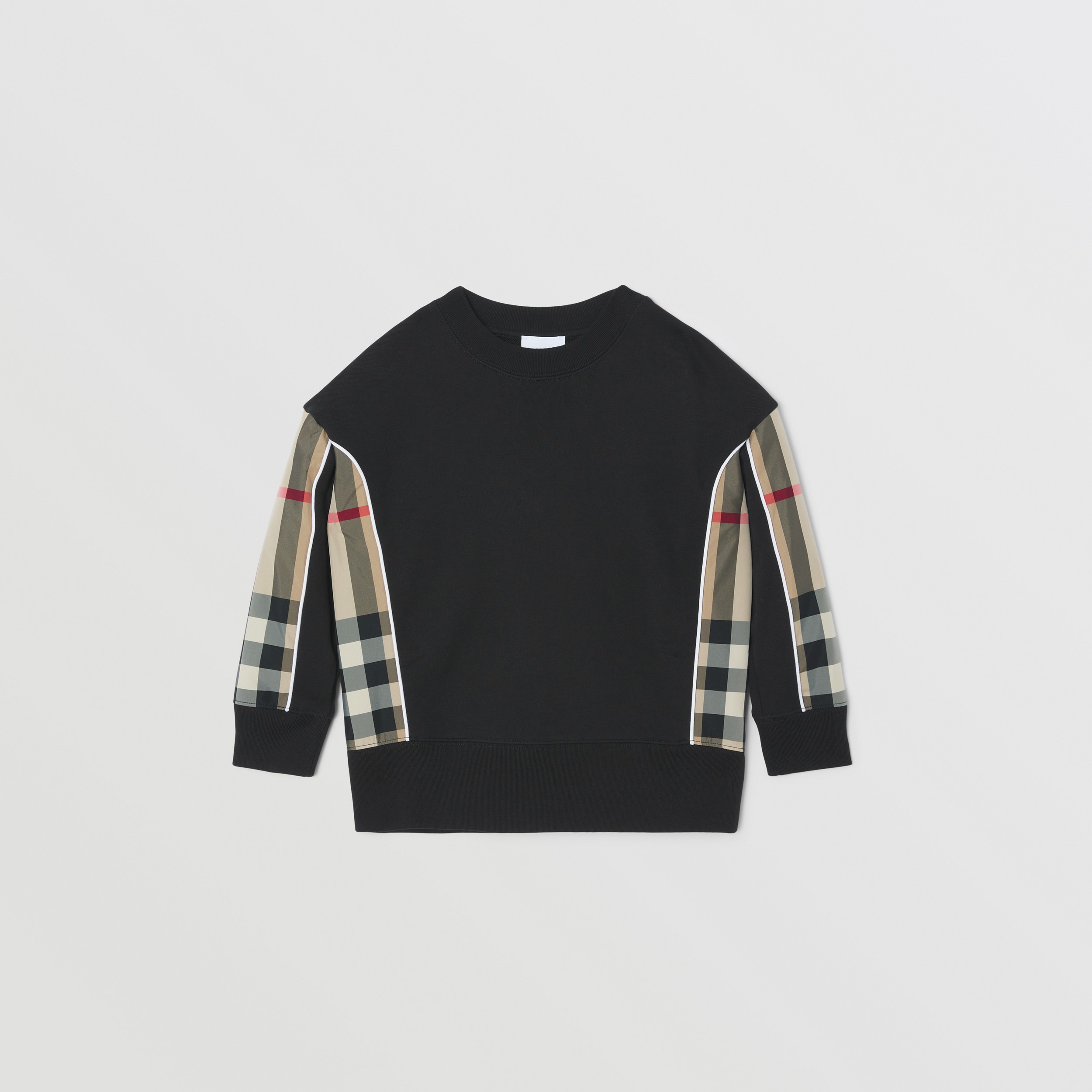 Suéter de algodão com recorte xadrez (Preto) | Burberry® oficial - 1