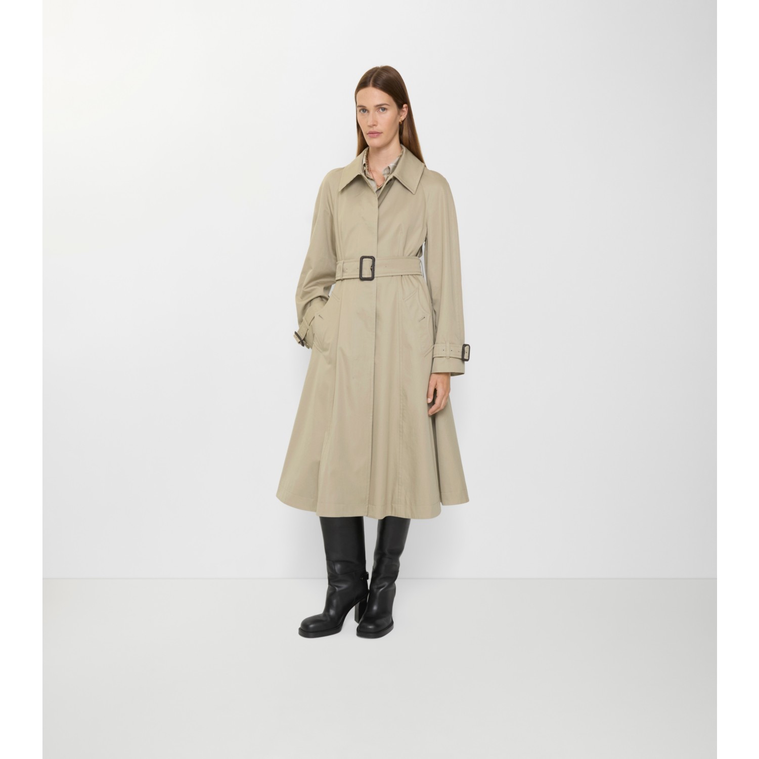 Long Gabardine Ellingham Fit-and-flare Car Coat