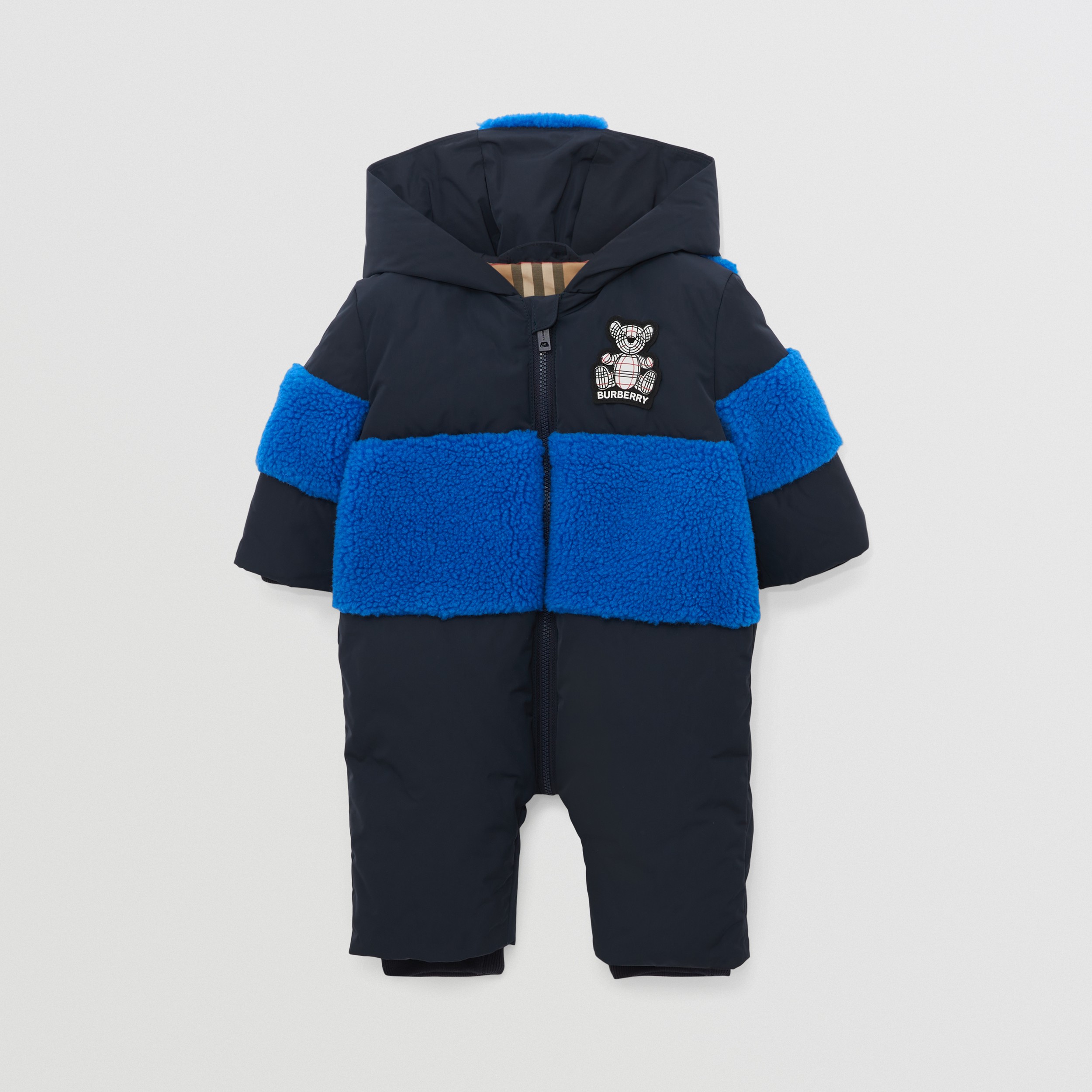 Thomas Bear Appliqué Hooded Puffer Suit in Midnight - Children | Burberry® Official - 1
