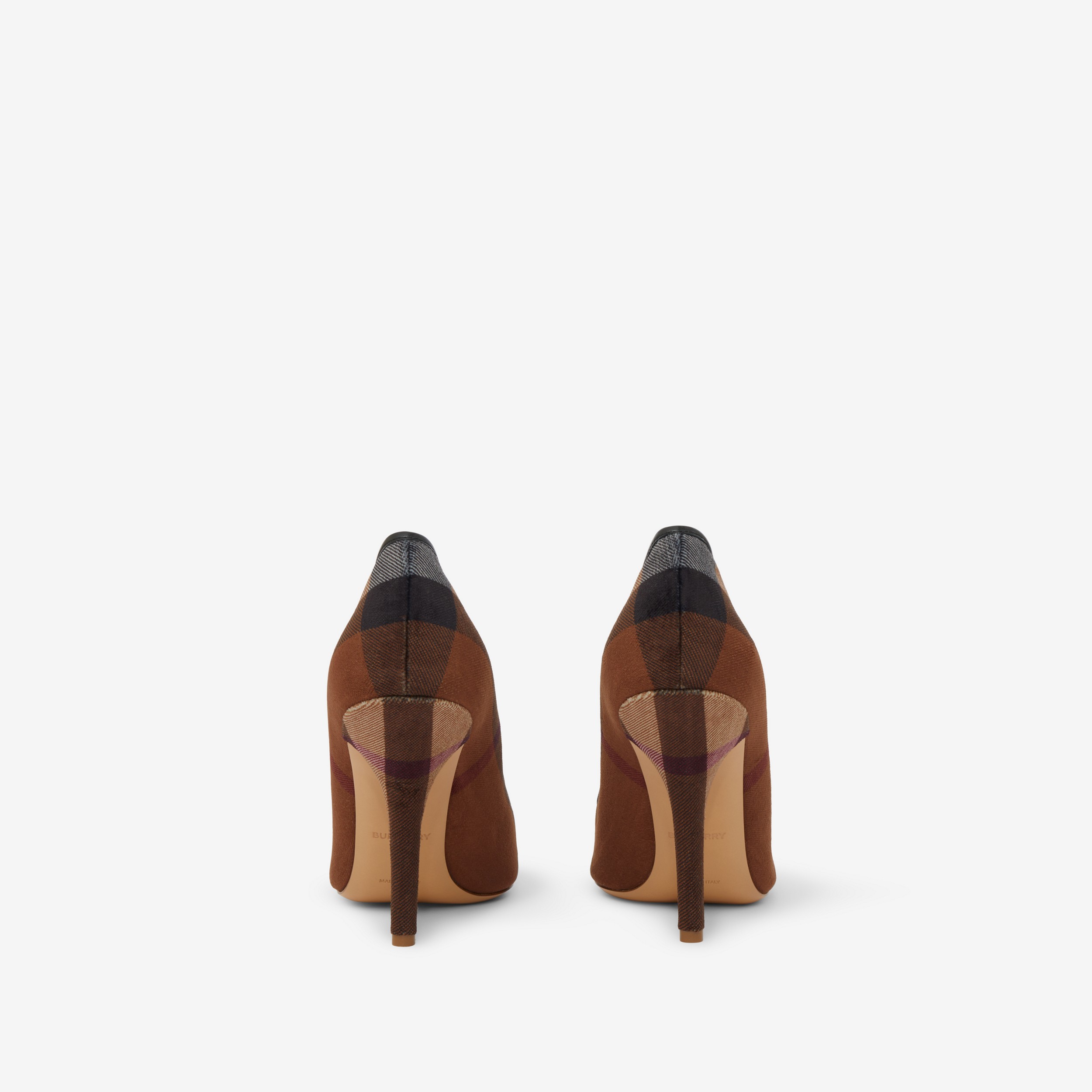 Exaggerated Check Leather Point-toe Pumps in Dark Birch Brown - Women | Burberry® Official - 3