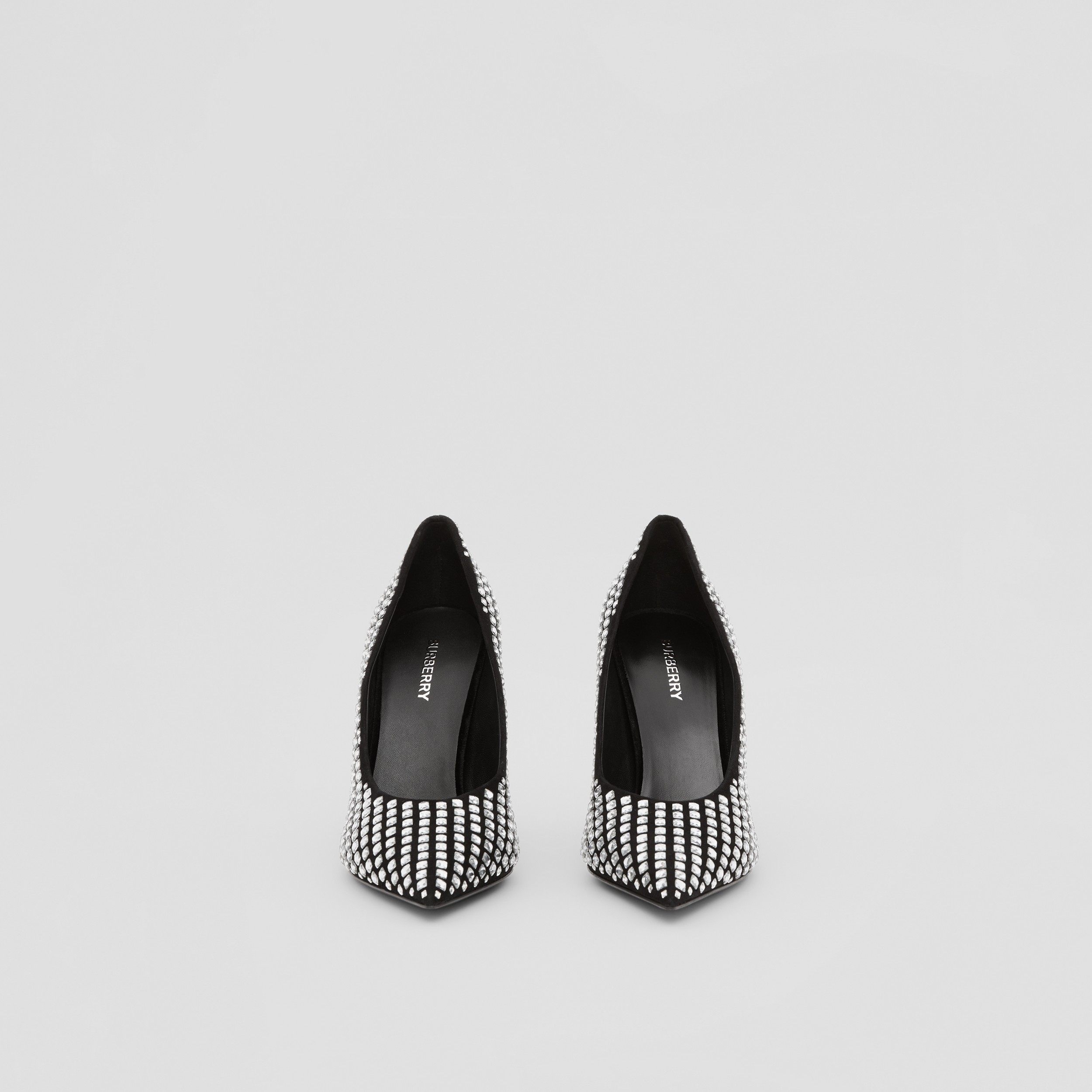 Zapatos de tacón en piel con puntera en pico y cristales (Negro/cristal) - Mujer | Burberry® oficial - 4