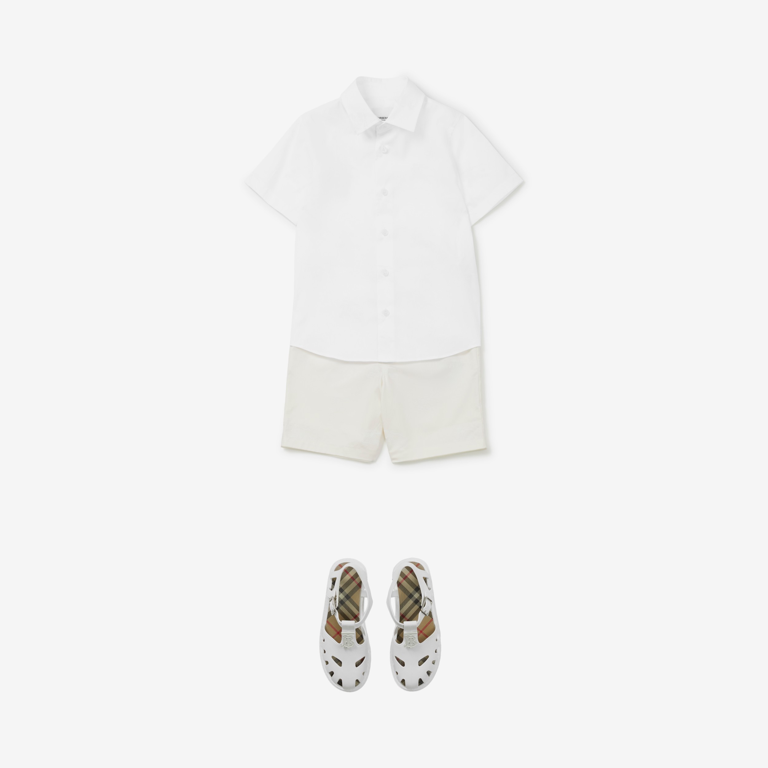 EKD Print Stretch Cotton Shirt in White | Burberry® Official - 4