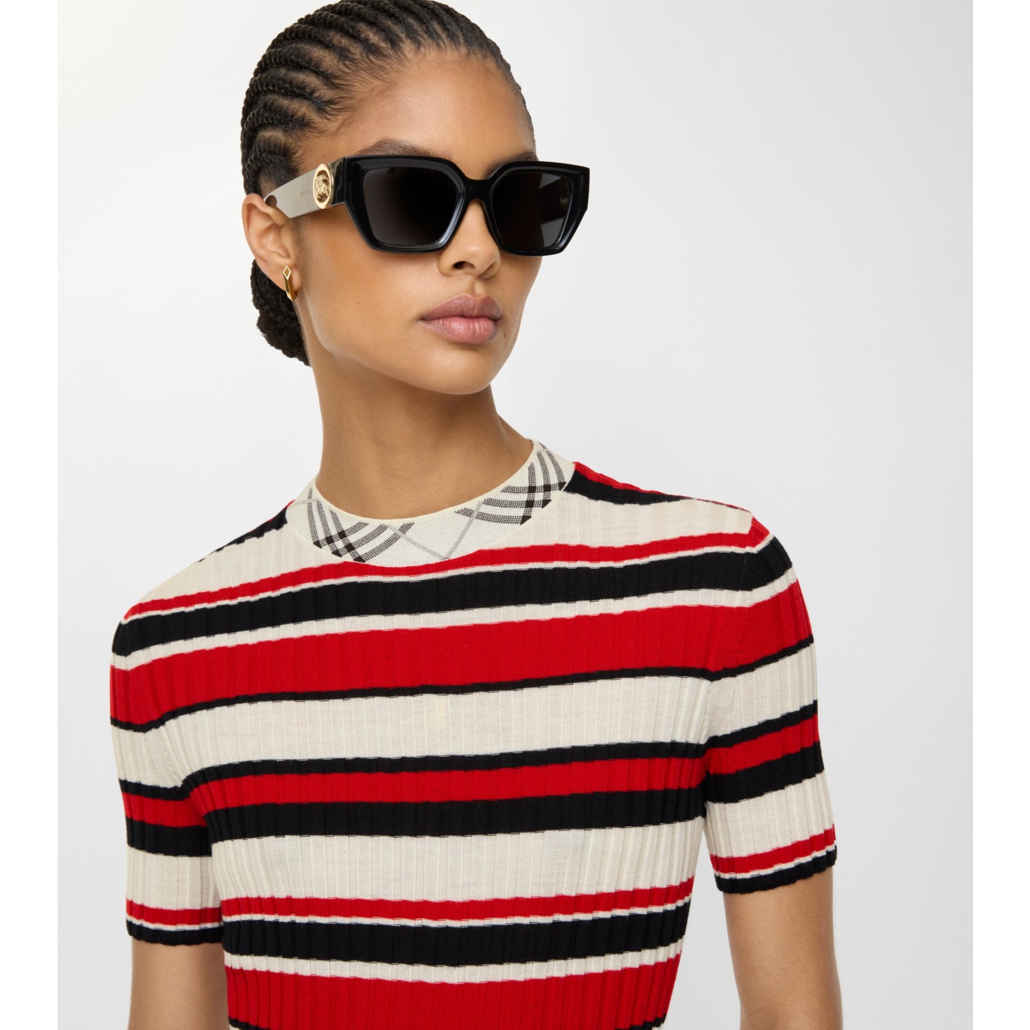 Striped Wool T-shirt in Red - Women, Cashmere | Burberry® Official