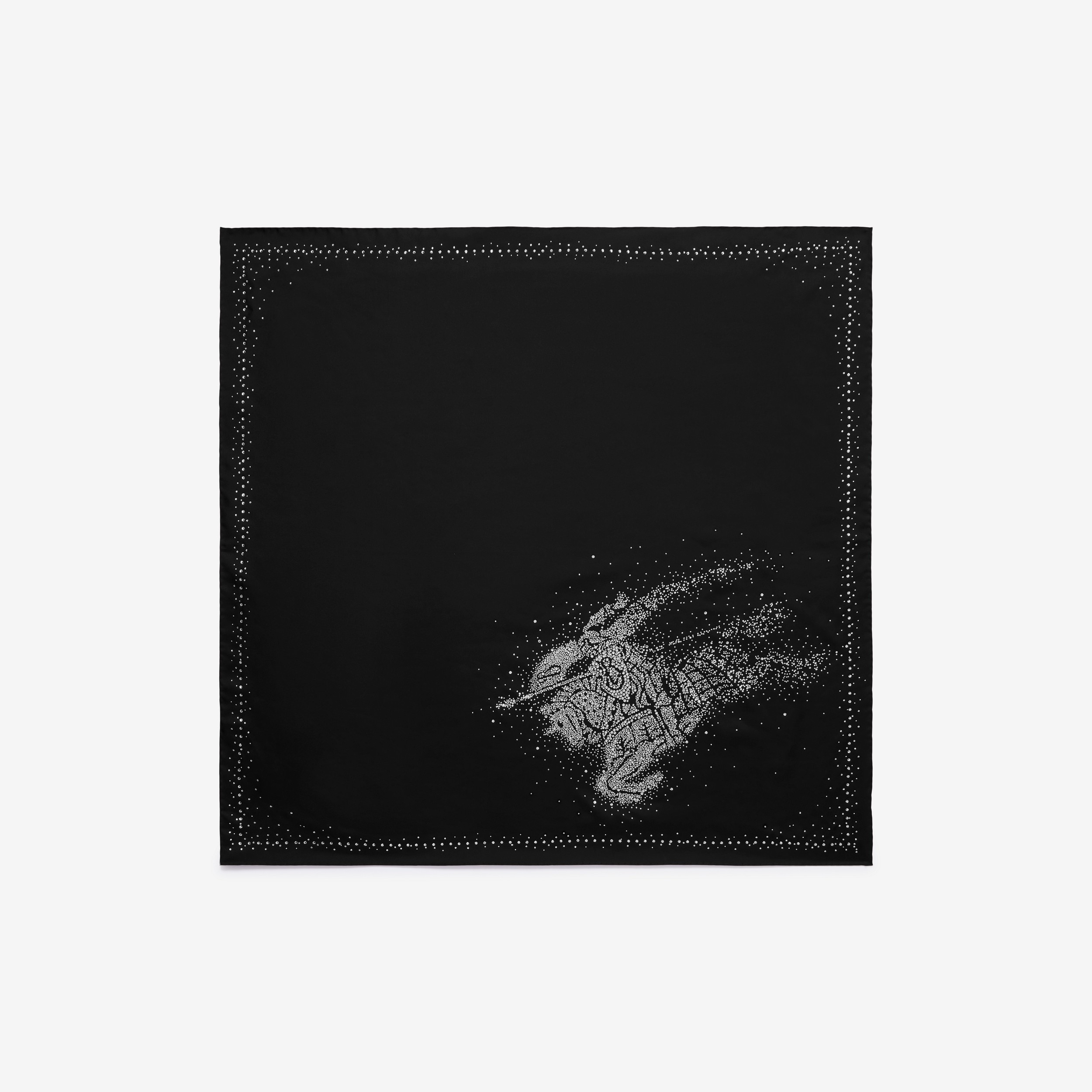 Carré de soie avec emblème du Cavalier en cristaux (Noir) | Site officiel Burberry® - 2