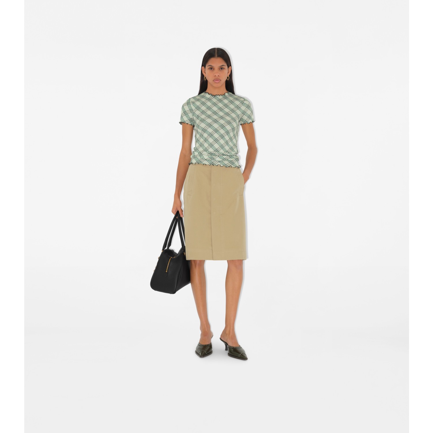 Check Stretch Cotton T-shirt