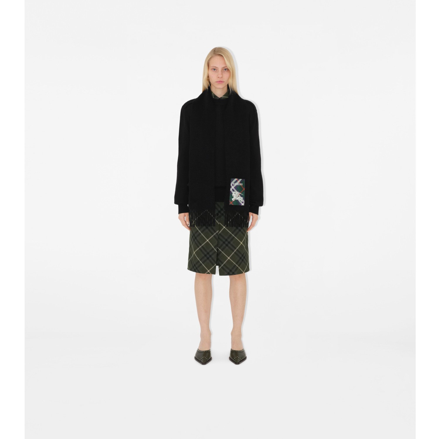 Sciarpa in cashmere con etichetta Check