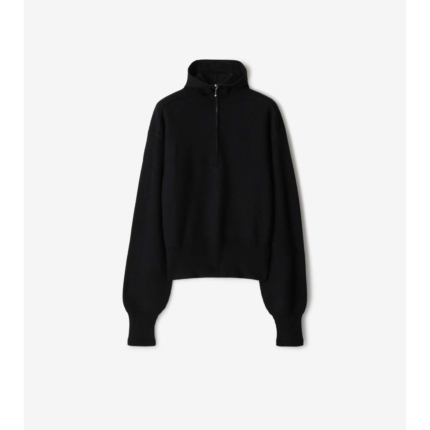 Wool Half-zip Hoodie in Black - Men