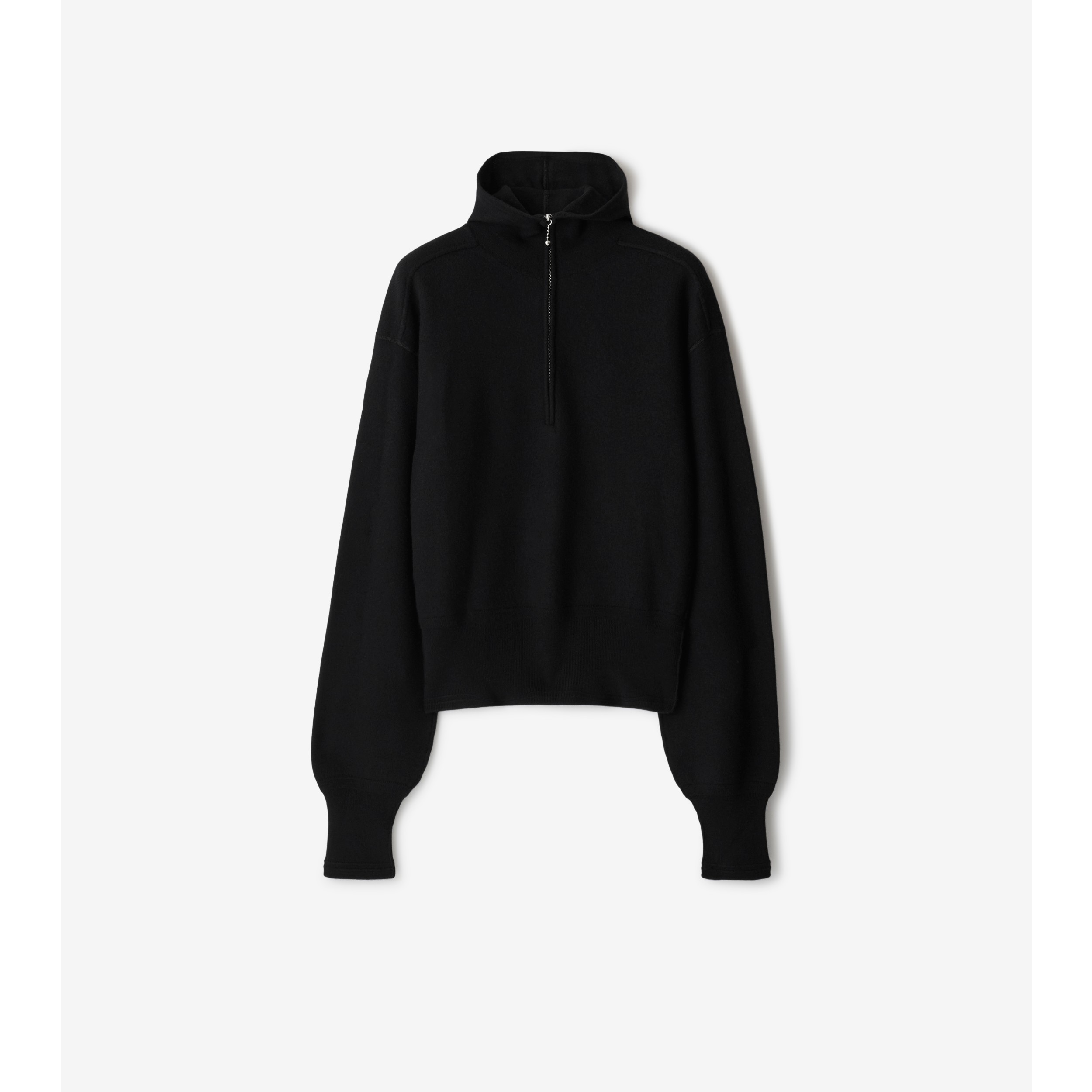 Wool Half zip Hoodie in Black Men Burberry Official