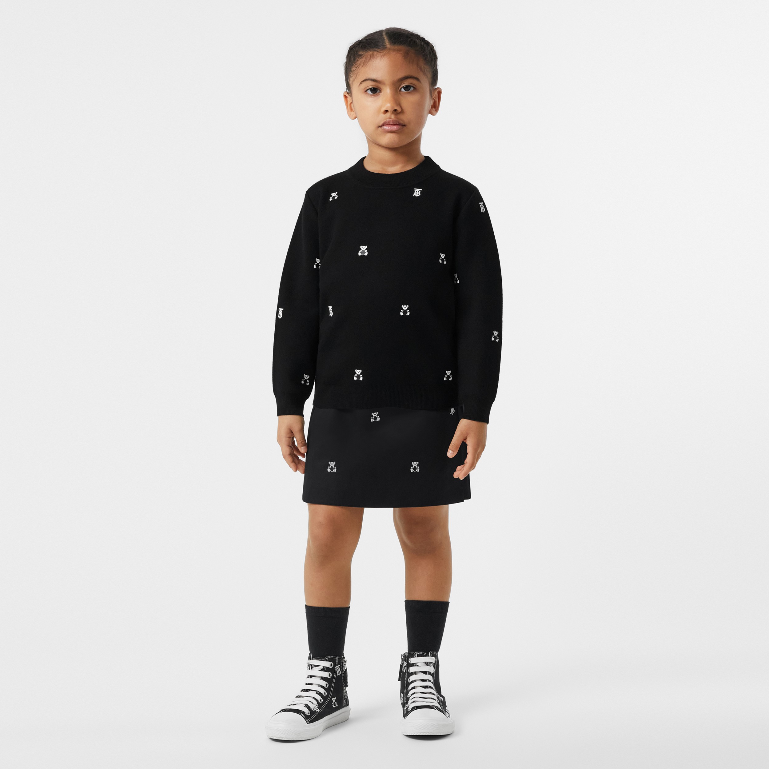Thomas Bear Print Wool Blend Sweater in Black | Burberry® Official - 3