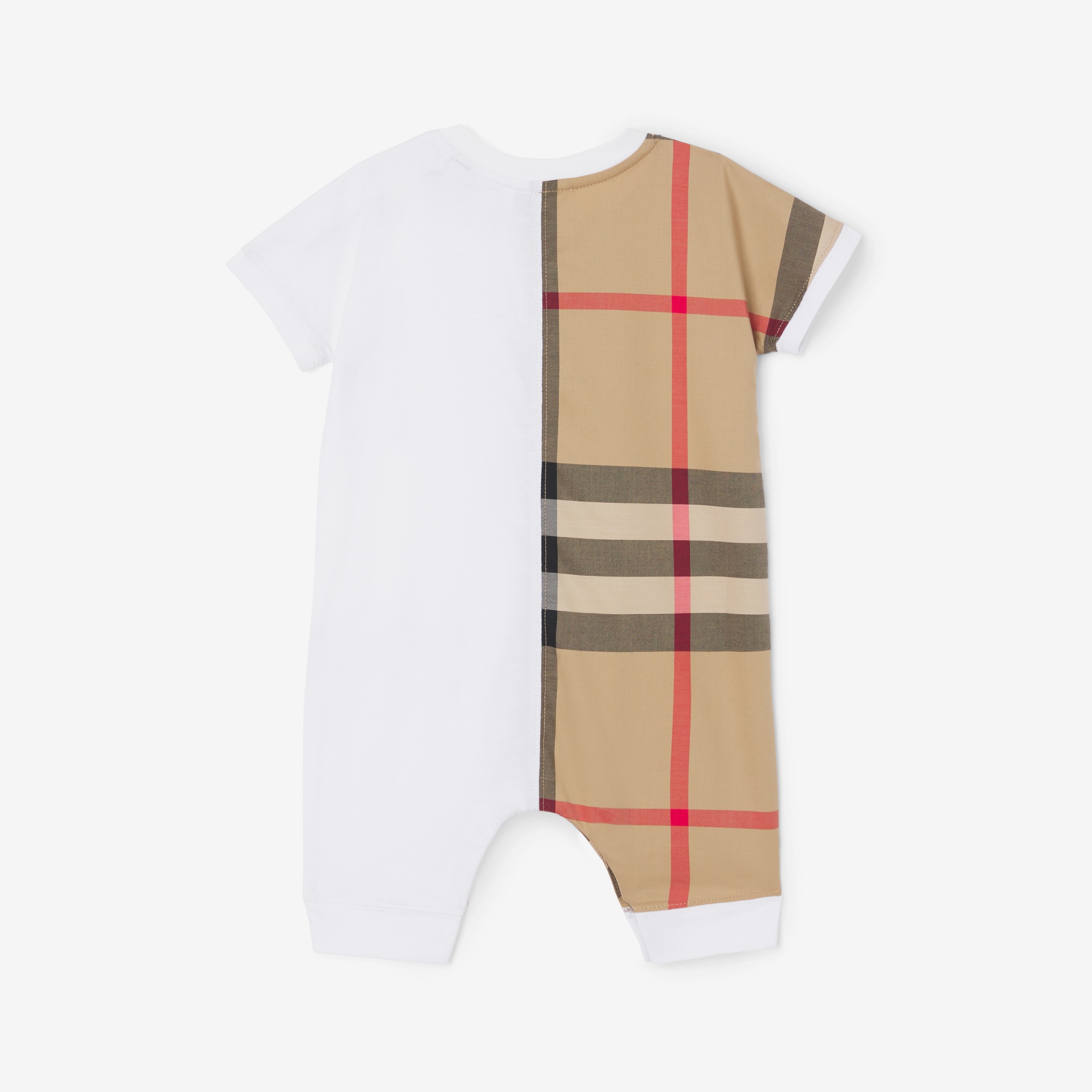 Macacão infantil de algodão com recorte xadrez (Branco) - Crianças | Burberry® oficial - 3