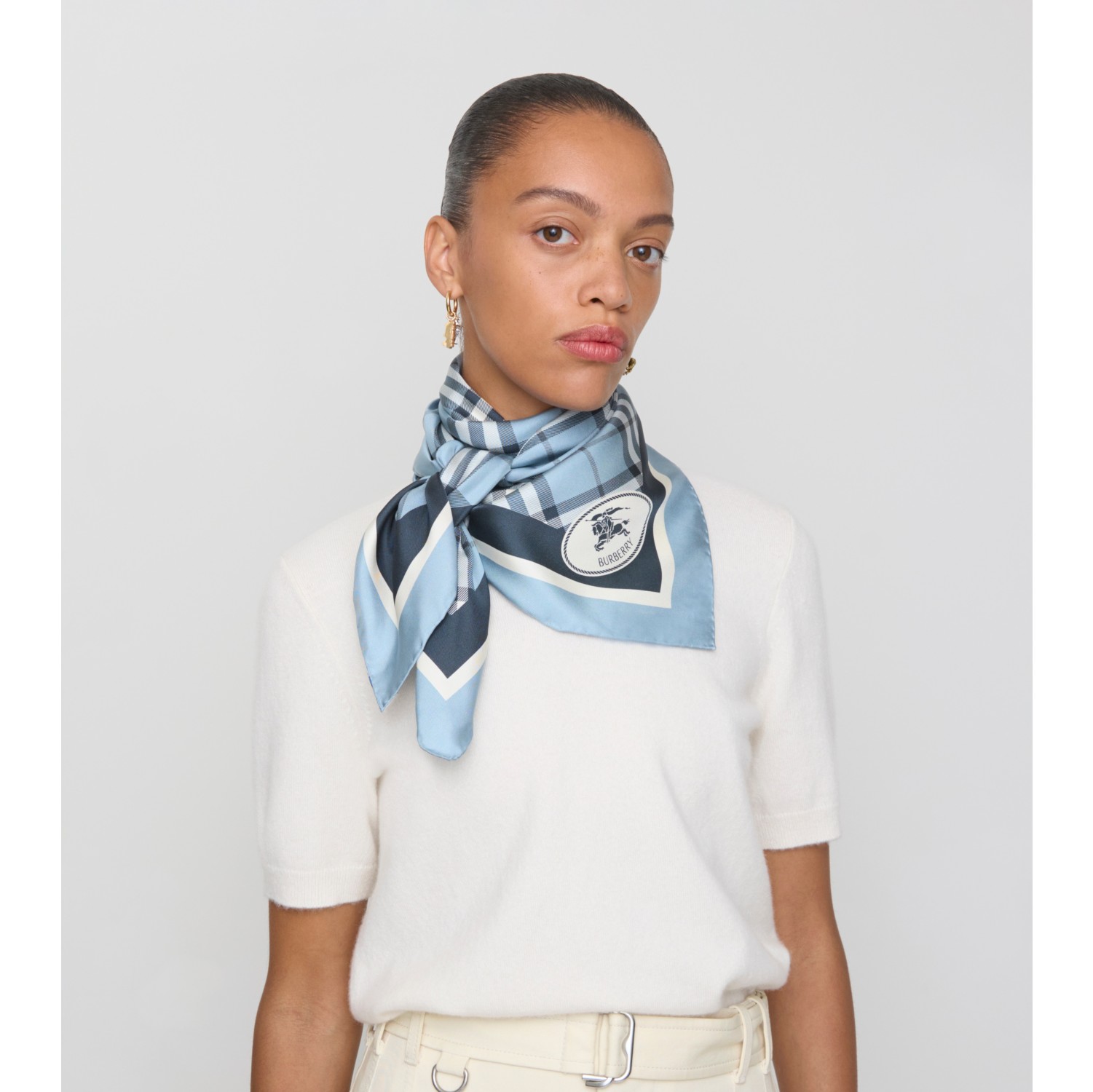 Check Silk Scarf