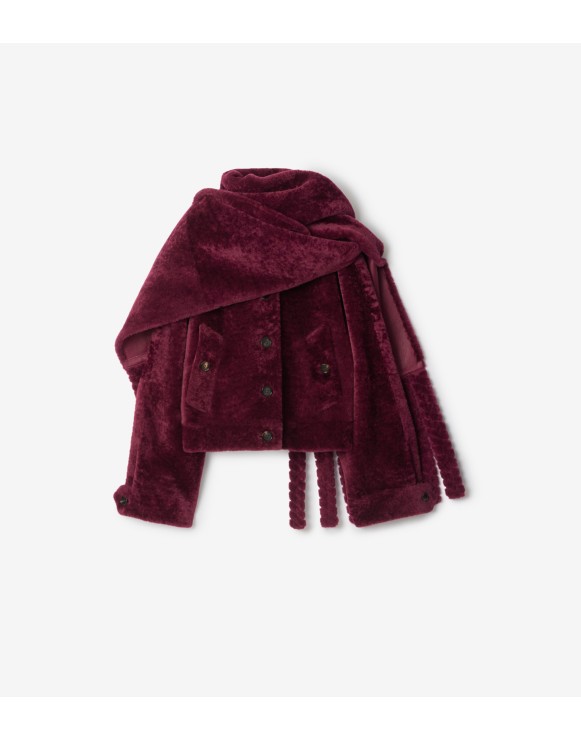 Jaqueta de shearling com cachecol removível