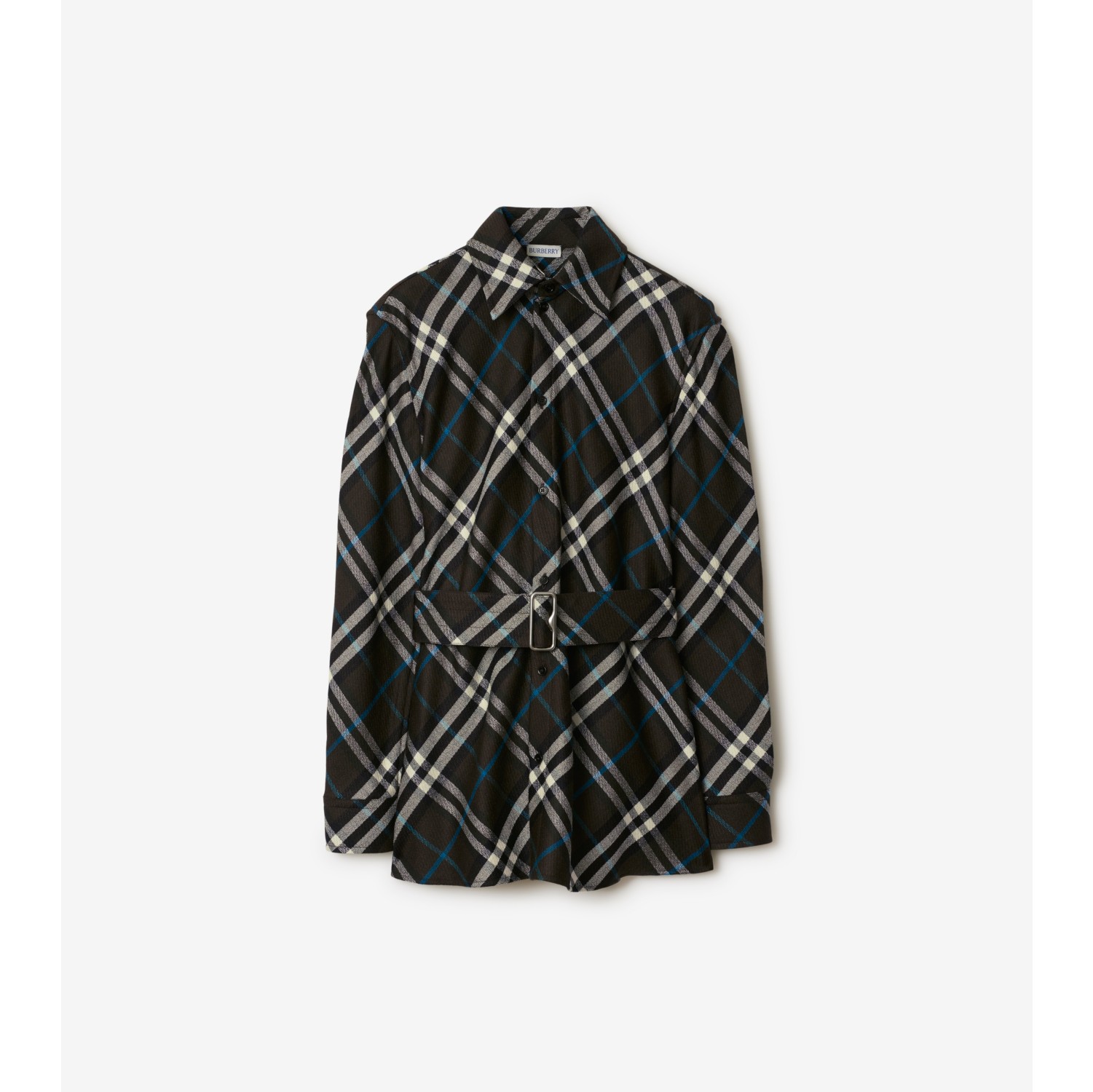 Check Wool Silk Shirt in Snug Women Burberry Official