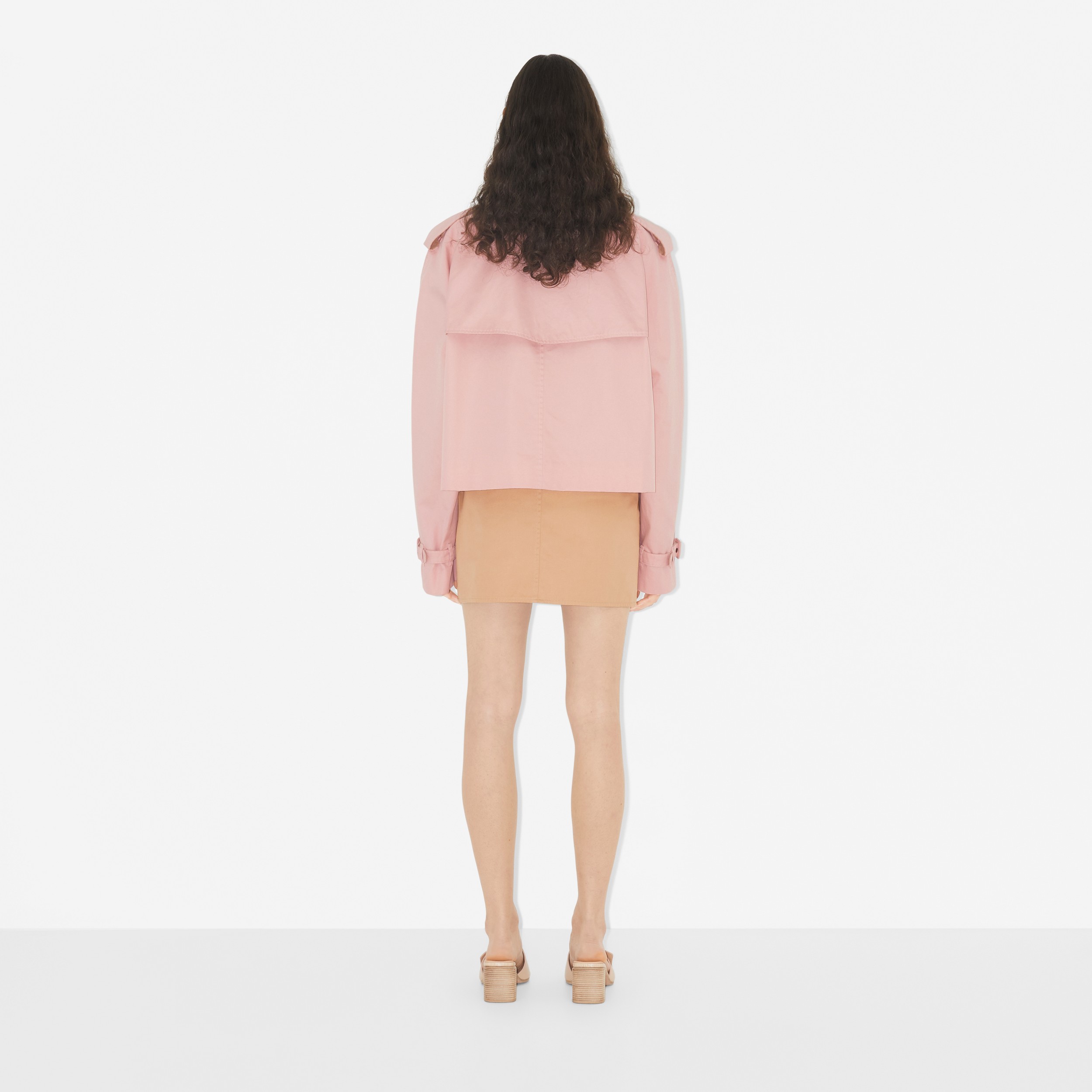 Cotton Gabardine Cropped Trench Coat in Sorbet Pink - Women | Burberry® Official - 2