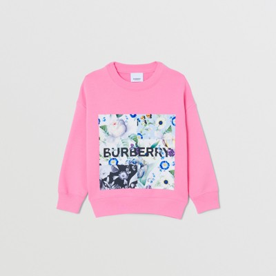 Montage Print Cotton Sweatshirt in Bubblegum Pink | Burberry 
