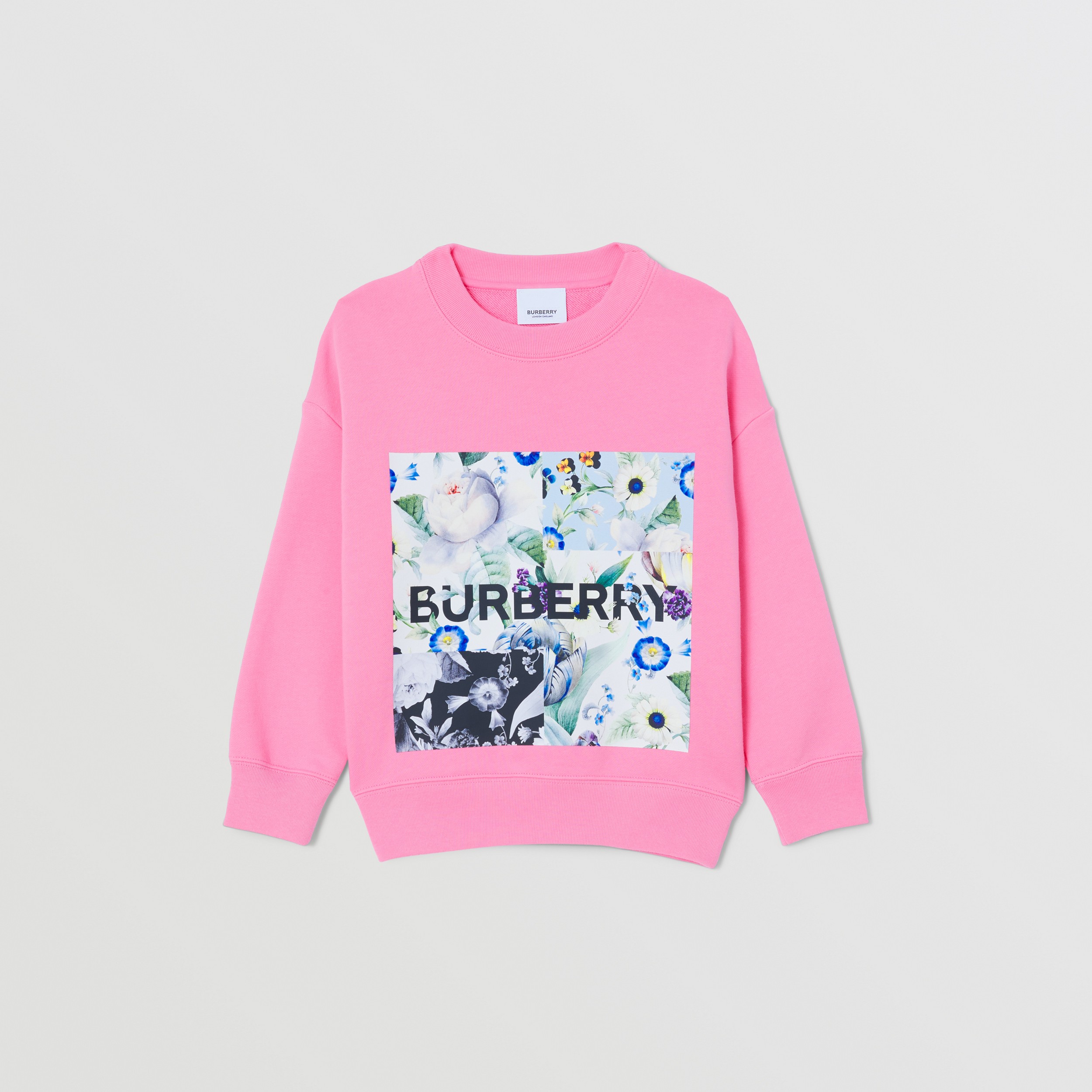 Montage Print Cotton Sweatshirt in Bubblegum Pink - Girl | Burberry® Official - 1