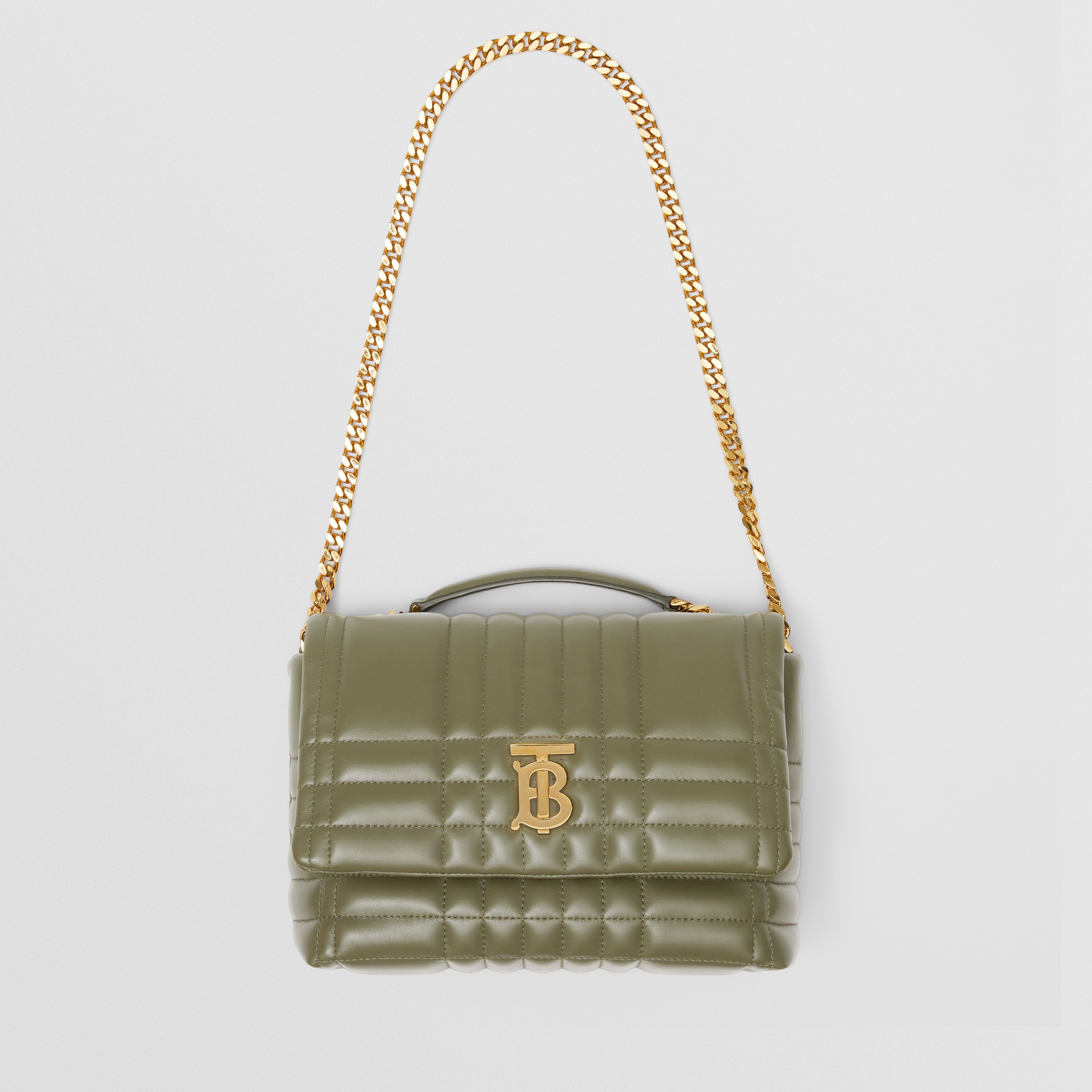 Quilted Leather Small Lola Satchel in Dark Fern Green - Women | Burberry® Official - 4