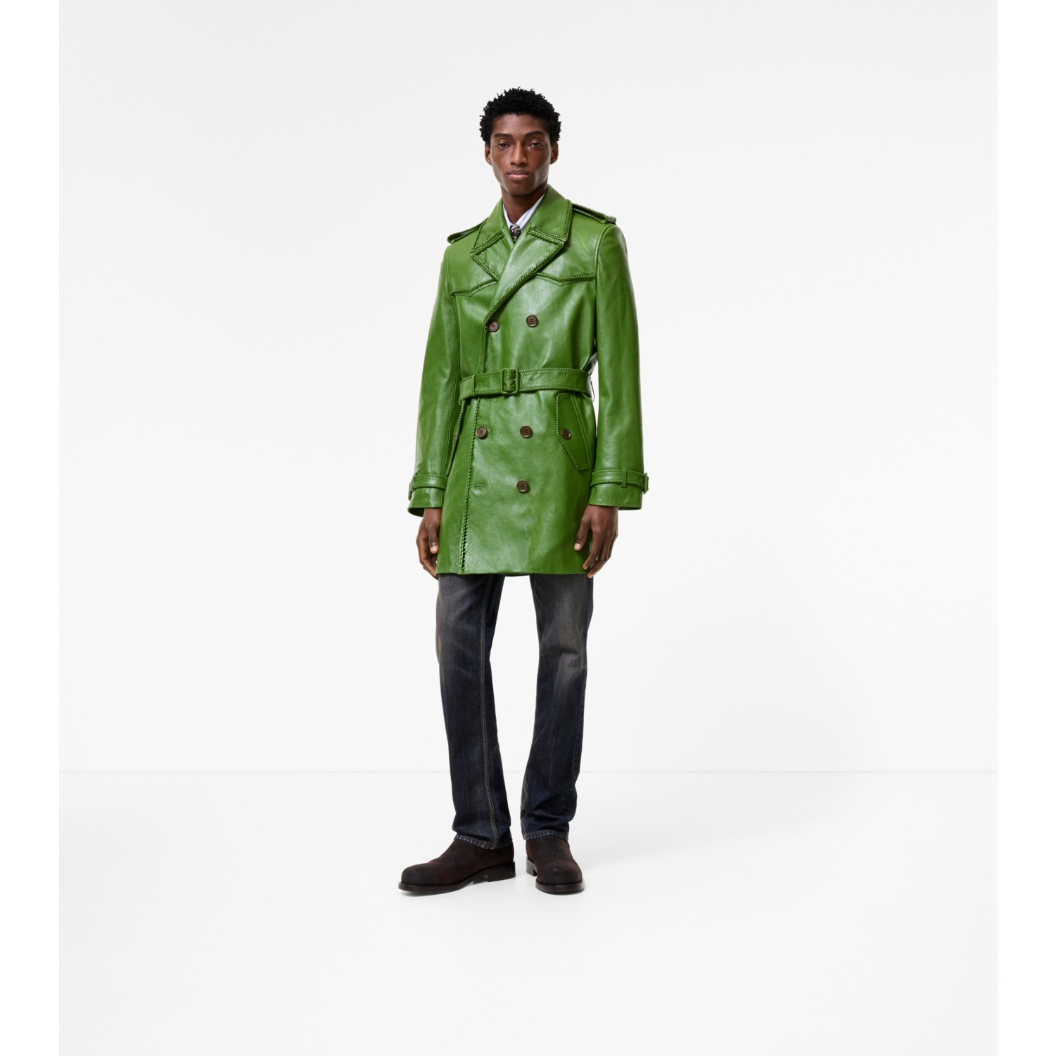 Mid-length Leather Leverton Trench Coat