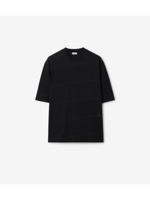 Shop Burberry Striped Cotton T-shirt In Black