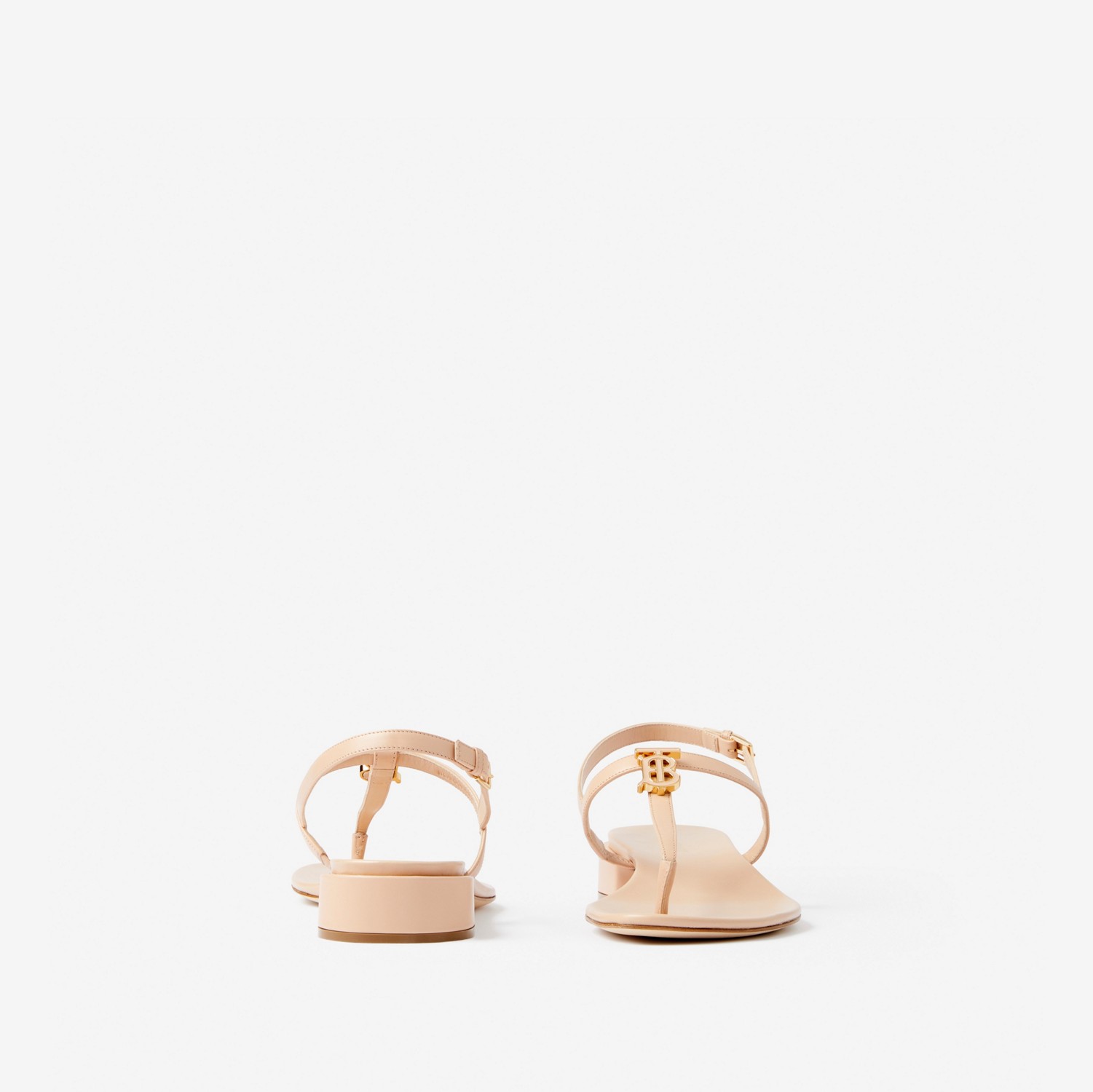 Monogram Motif Leather Sandals in Pale Nude - Women | Burberry® Official