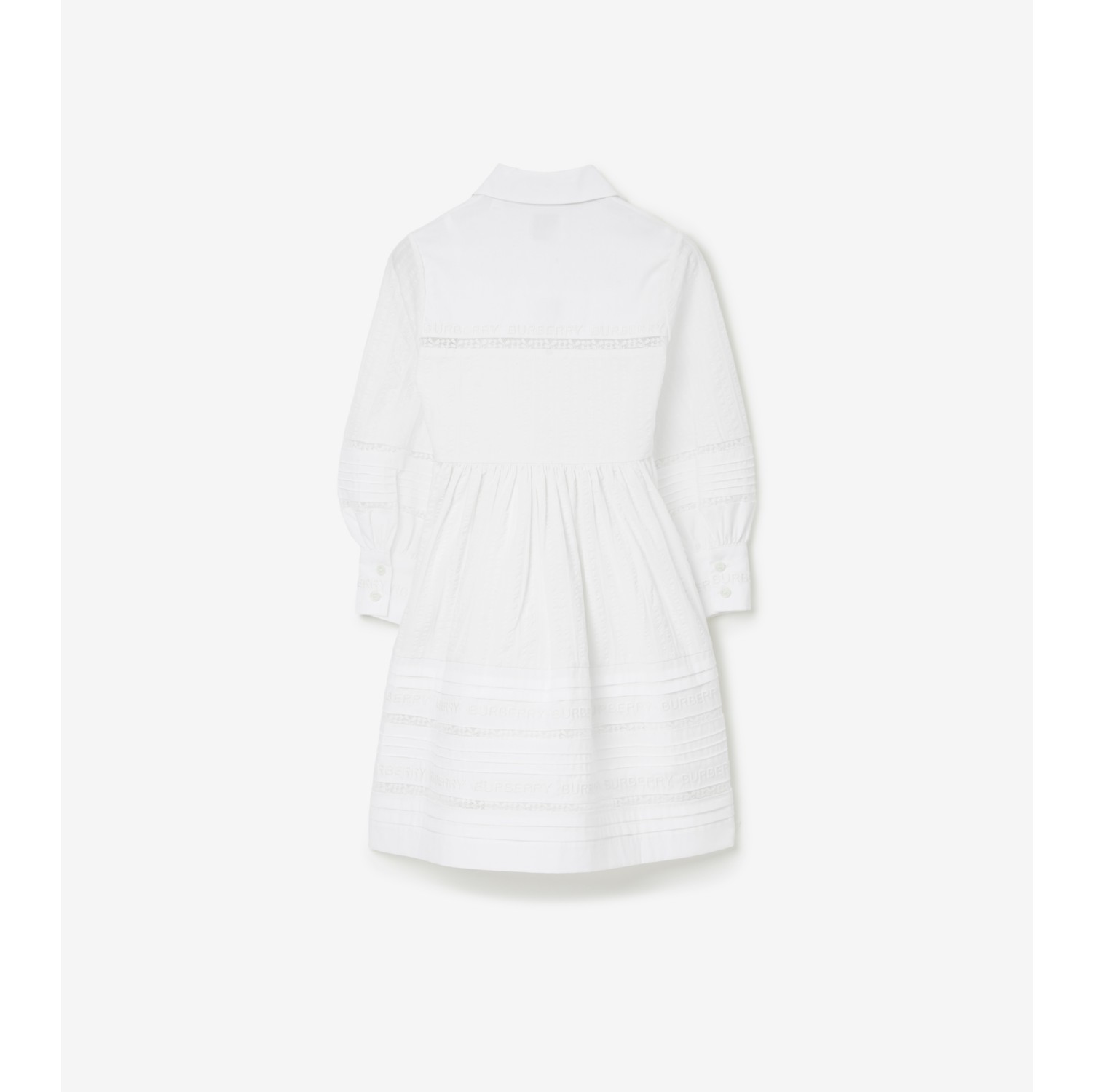 Lace Trim Cotton Dress in White Burberry® Official