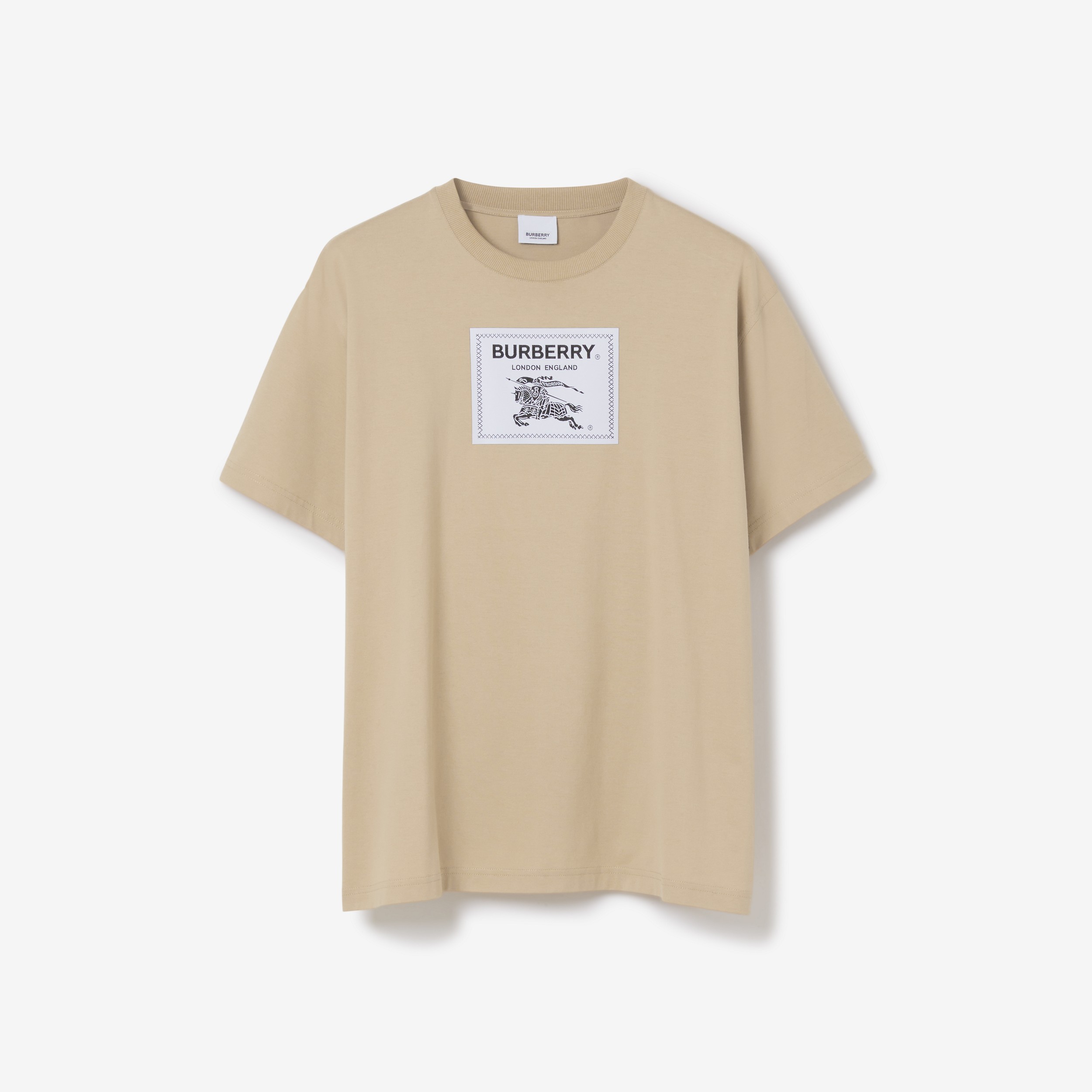 Camiseta oversize de algodão com etiqueta Prorsum (Fulvo Suave) - Homens | Burberry® oficial - 1