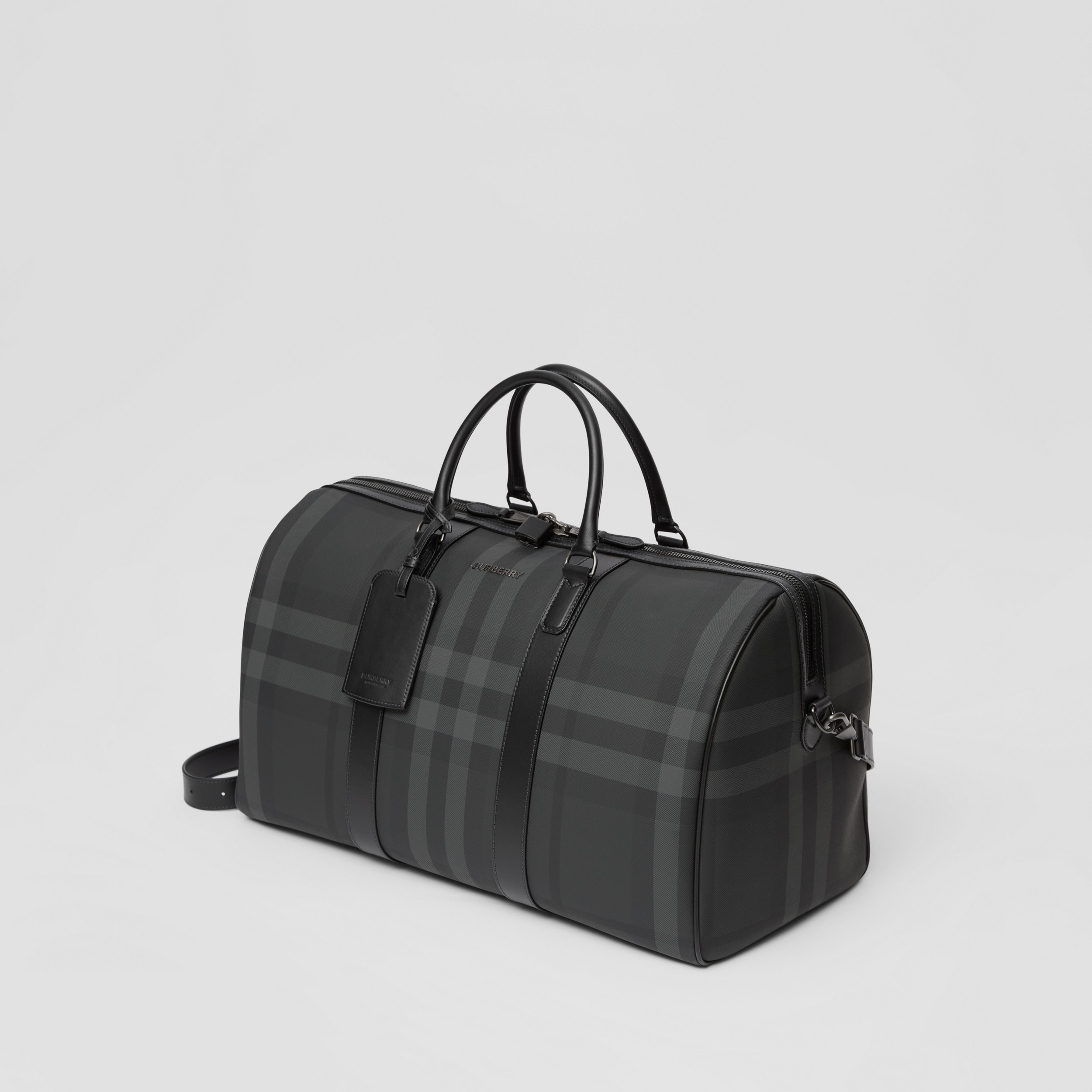 Charcoal Check and Leather Holdall - Men | Burberry® Official - 4