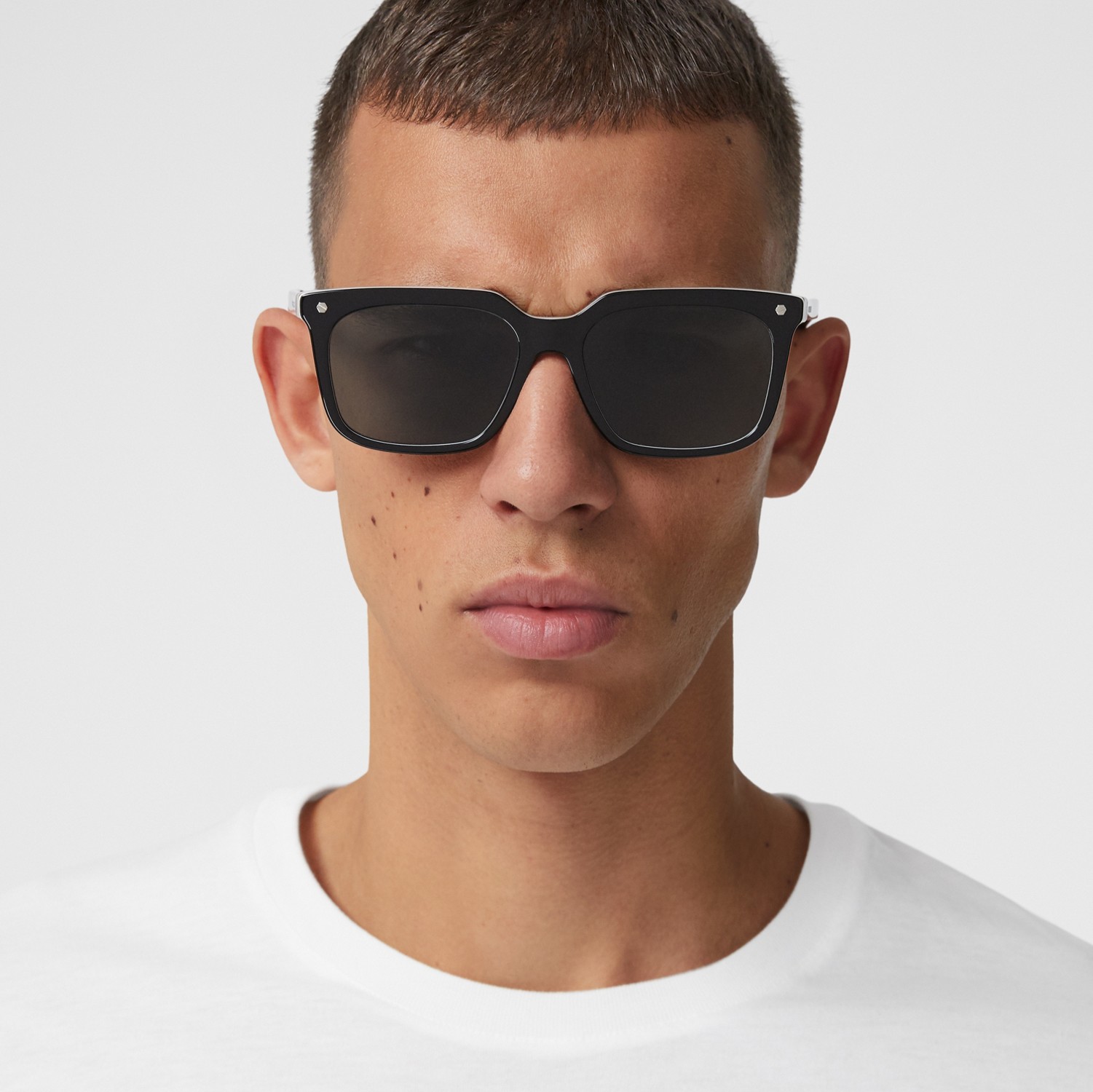 Stripe Detail Square Frame Sunglasses