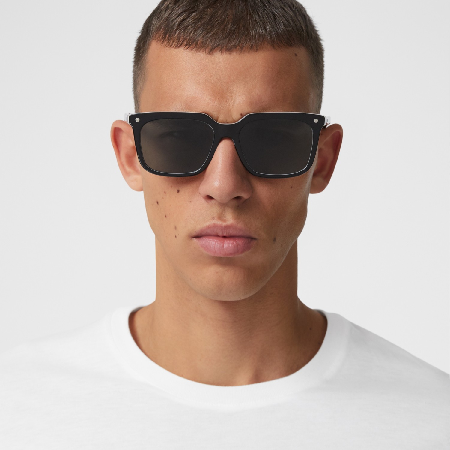 Stripe Detail Square Frame Sunglasses