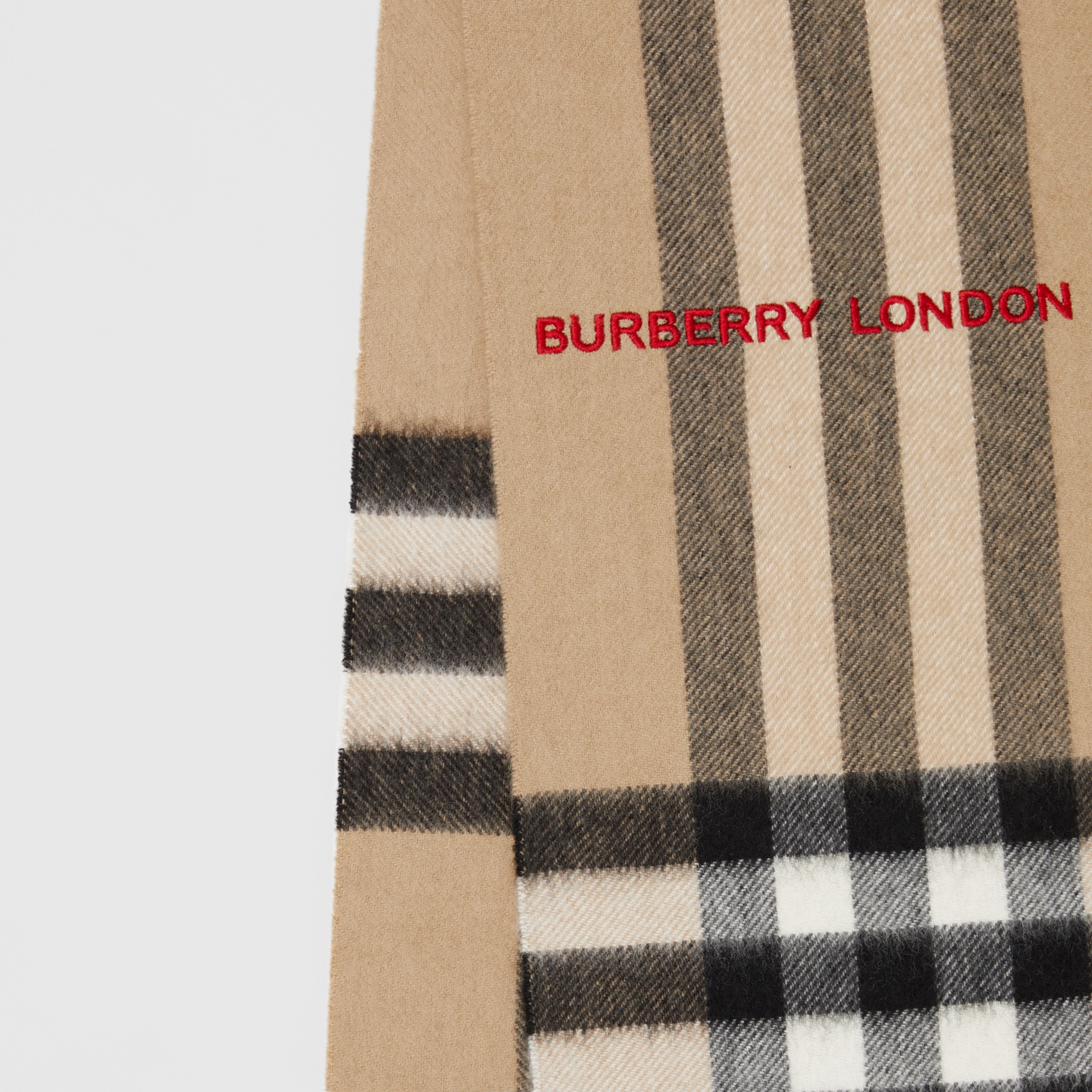 Logo Check Cashmere Scarf in Archive Beige | Burberry® Official - 2