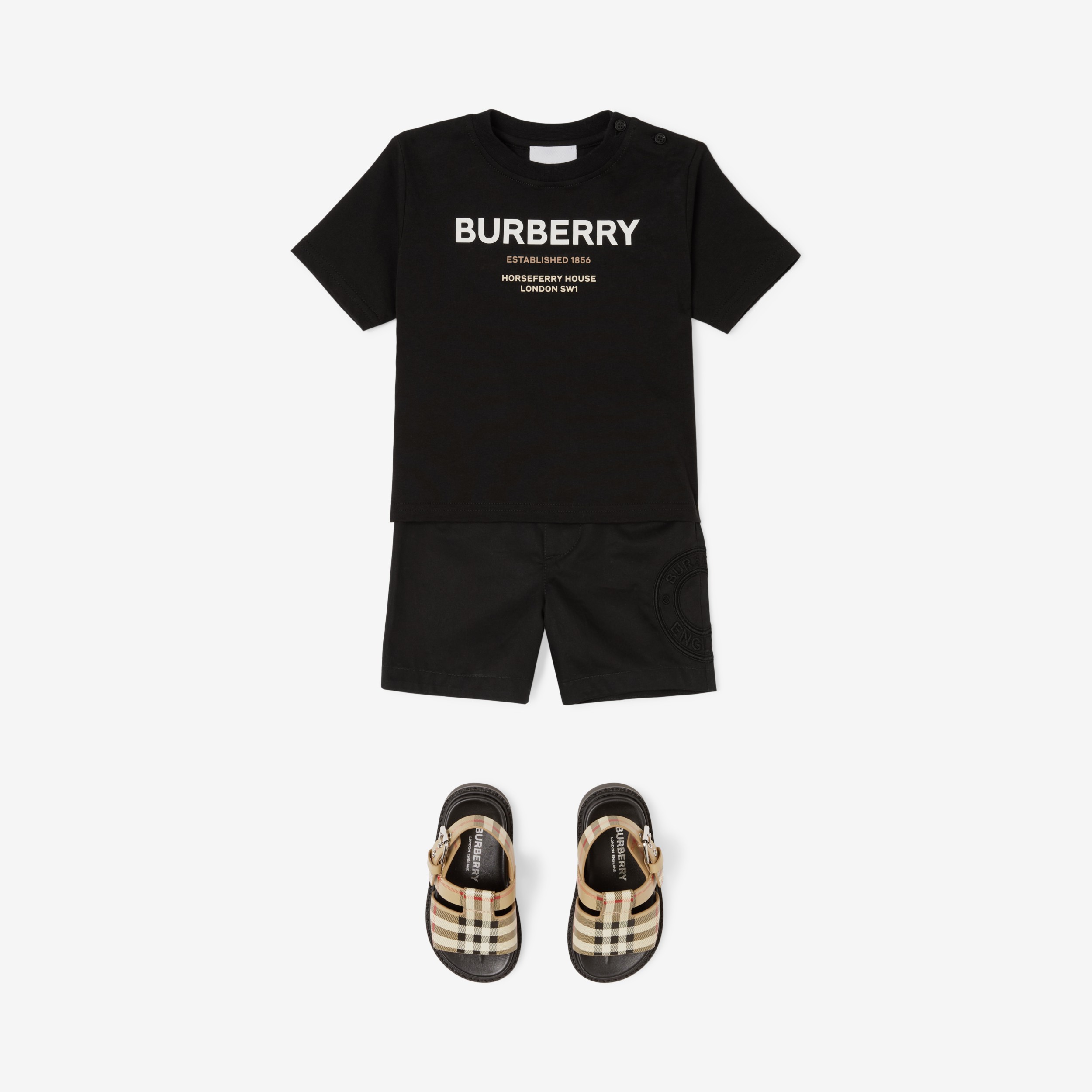 Logo Graphic Cotton Twill Chino Shorts in Black - Children | Burberry® Official - 3